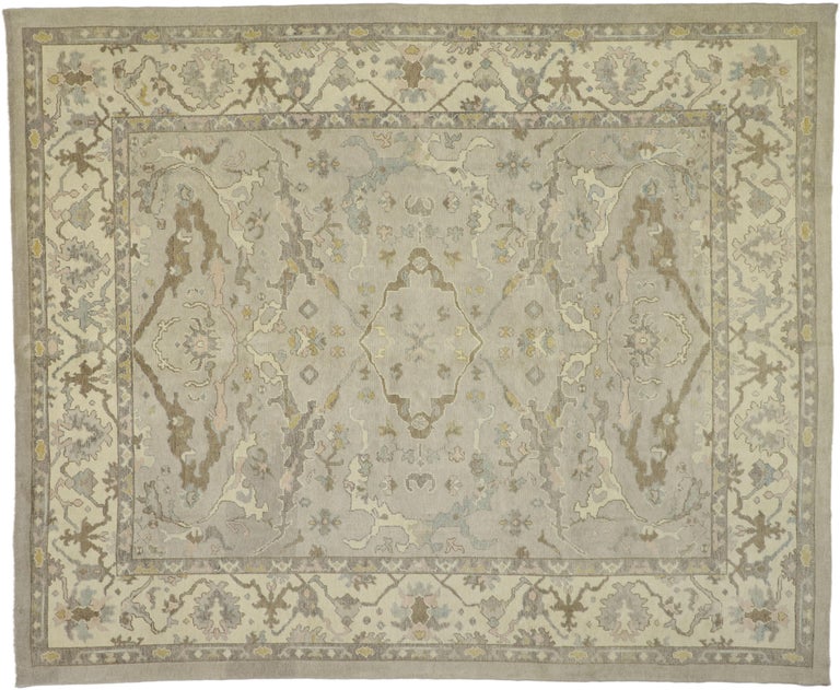 New Turkish Oushak Area Rug With Modern Style And Neutral Earth Tone Colors For Sale At 1stdibs