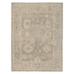 New Turkish Oushak Area Rug with Light, Neutral Colors
