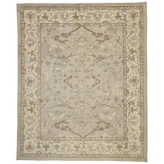 New Turkish Oushak Area Rug with Modern Style and Neutral Earth-Tone Colors