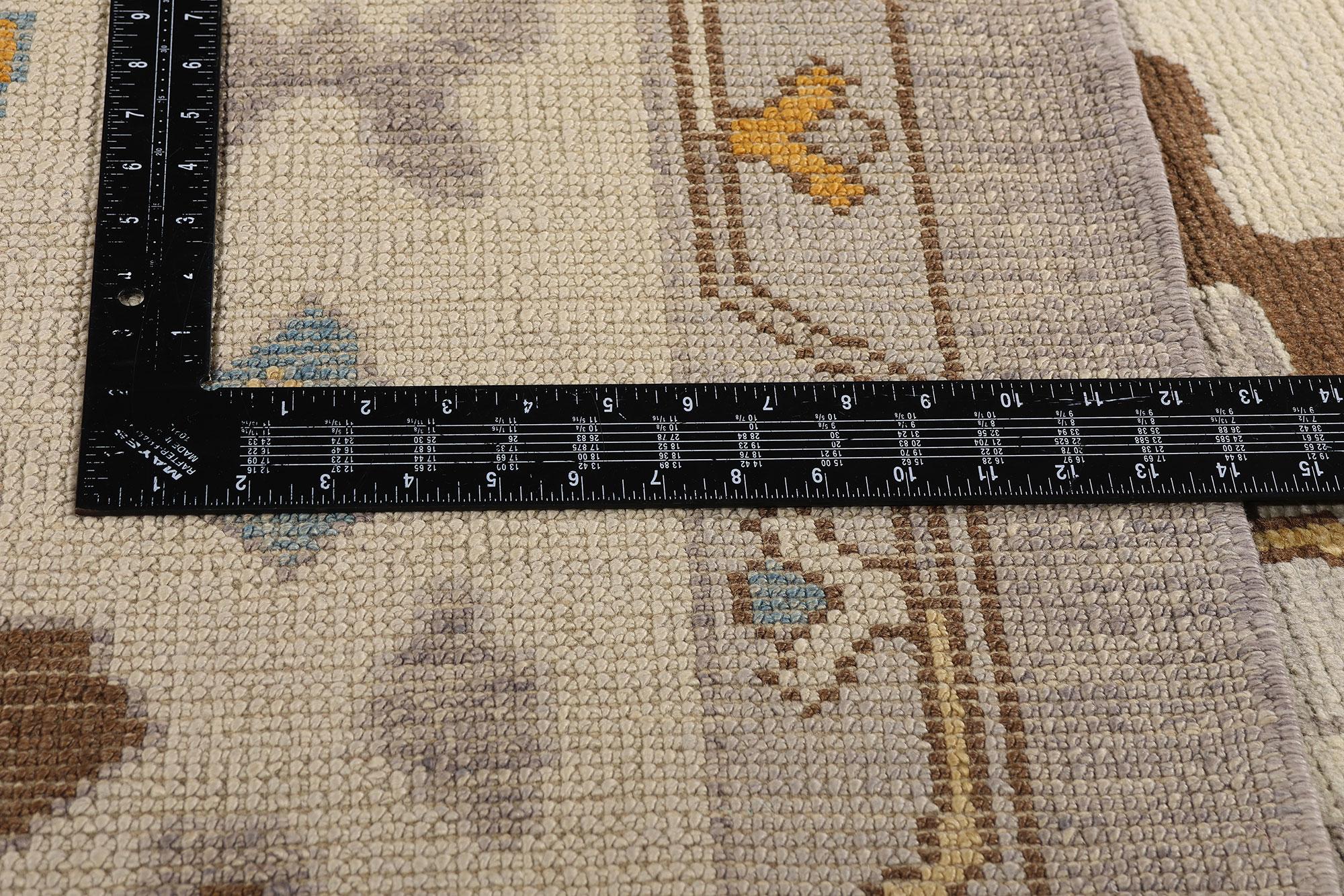 New Modern Earth-Tone Turkish Oushak Rug with Transitional Style For Sale 2