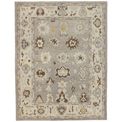 New Turkish Oushak Area Rug with Neutral Colors
