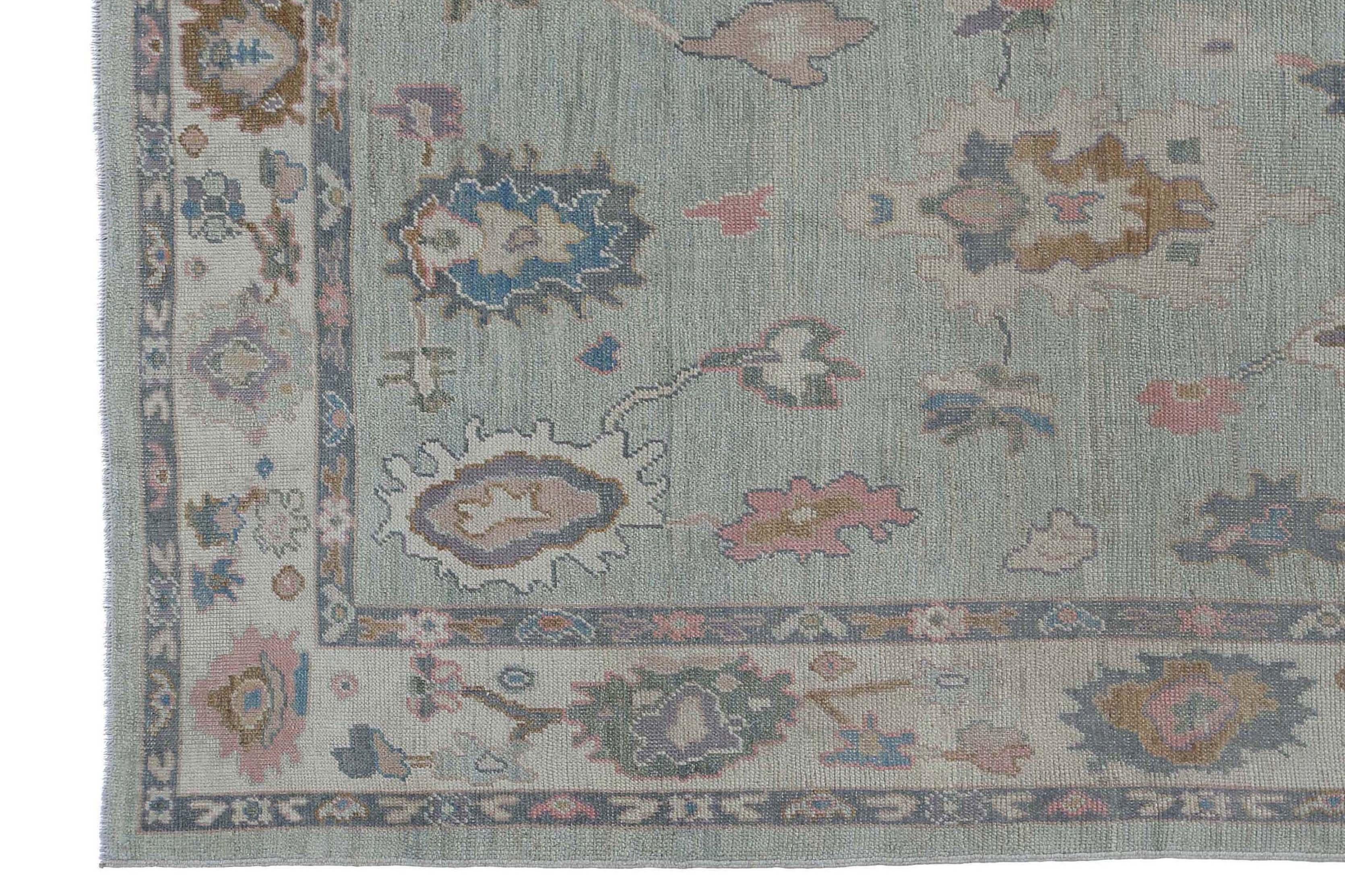 Afghanistan Oushak-Teppiche Circa 1990 - Wollblaues Design - 95440 im Angebot 3