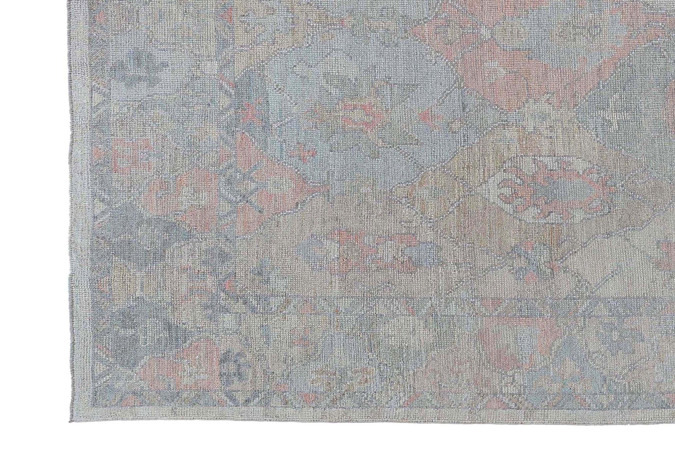 Tappeti Afghanistan Oushak Circa 1990 - Lana Blu Rosa Design - 95443 in vendita 5