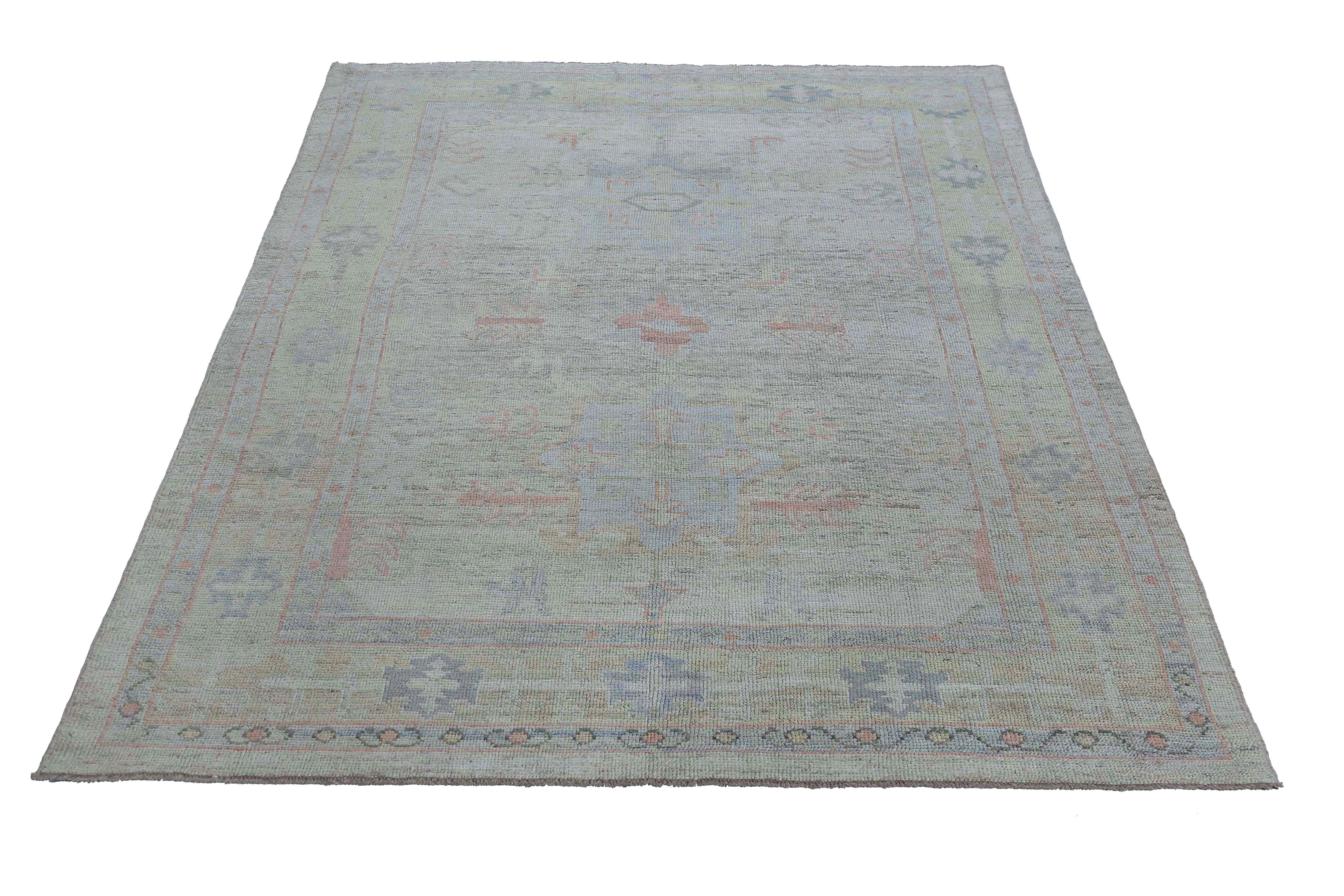 Wool New Turkish Oushak Rug For Sale