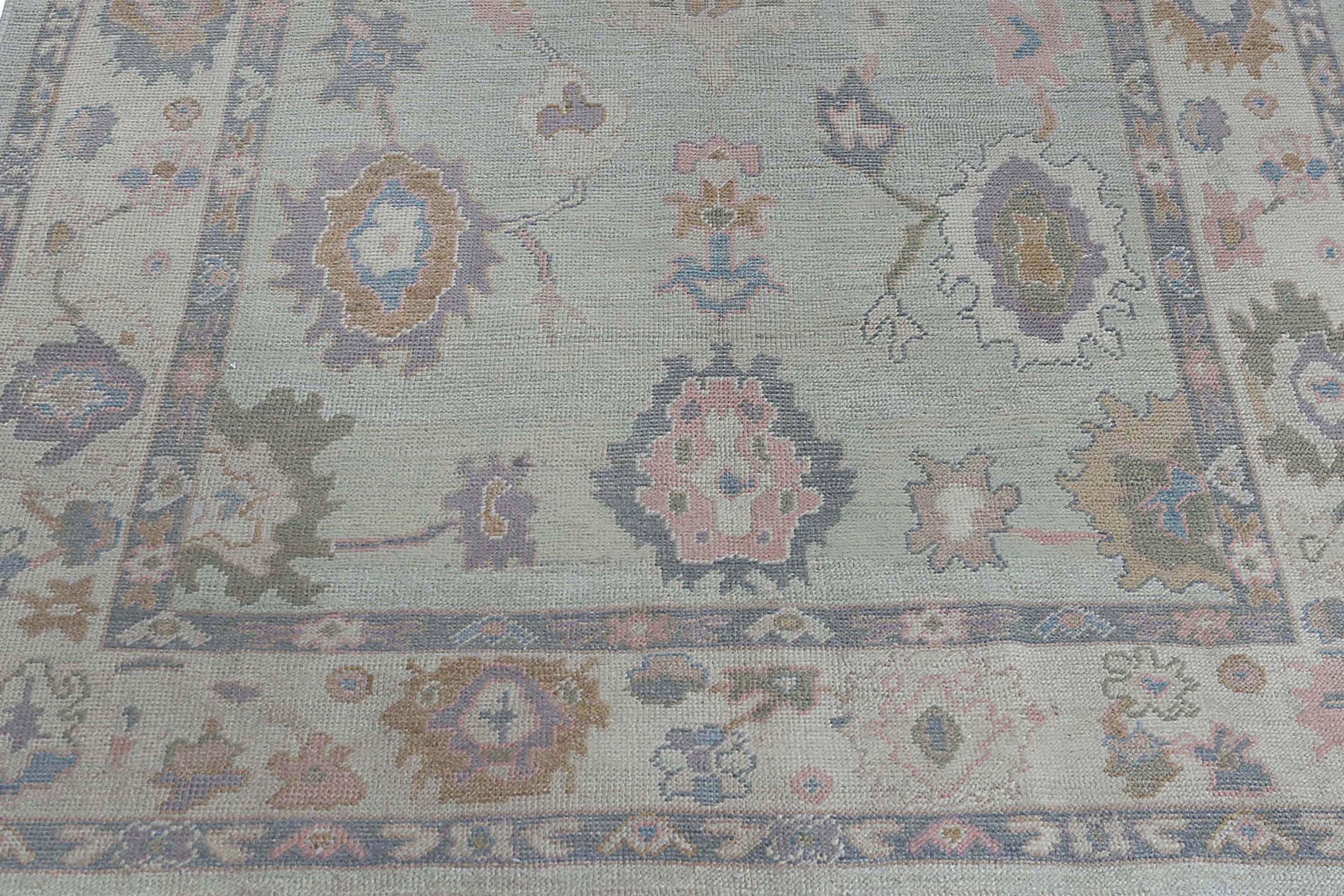 Afghanistan Oushak-Teppiche Circa 1990 - Wollblaues Design - 95440 (Wolle) im Angebot