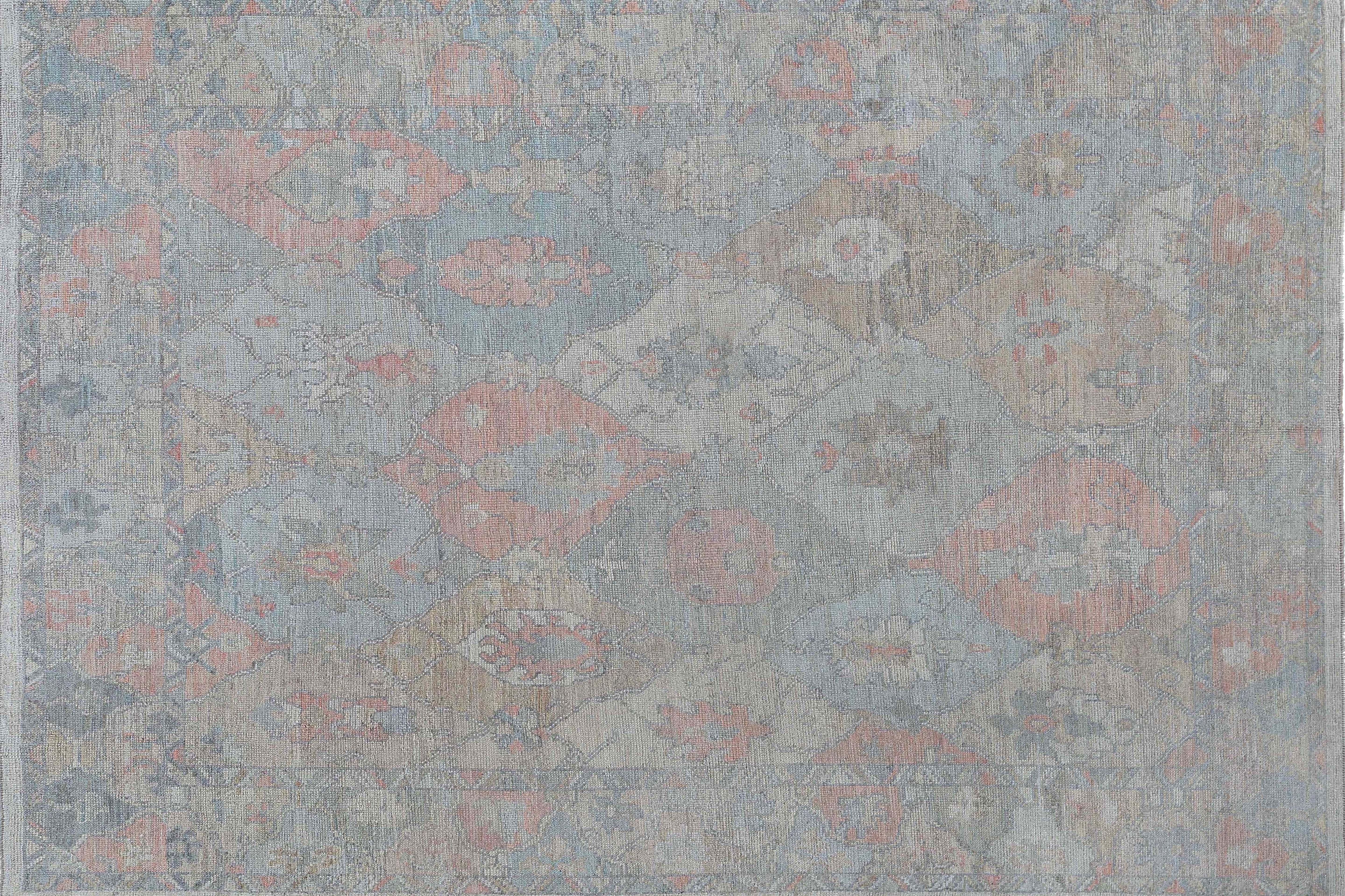 Tappeti Afghanistan Oushak Circa 1990 - Lana Blu Rosa Design - 95443 in vendita 1