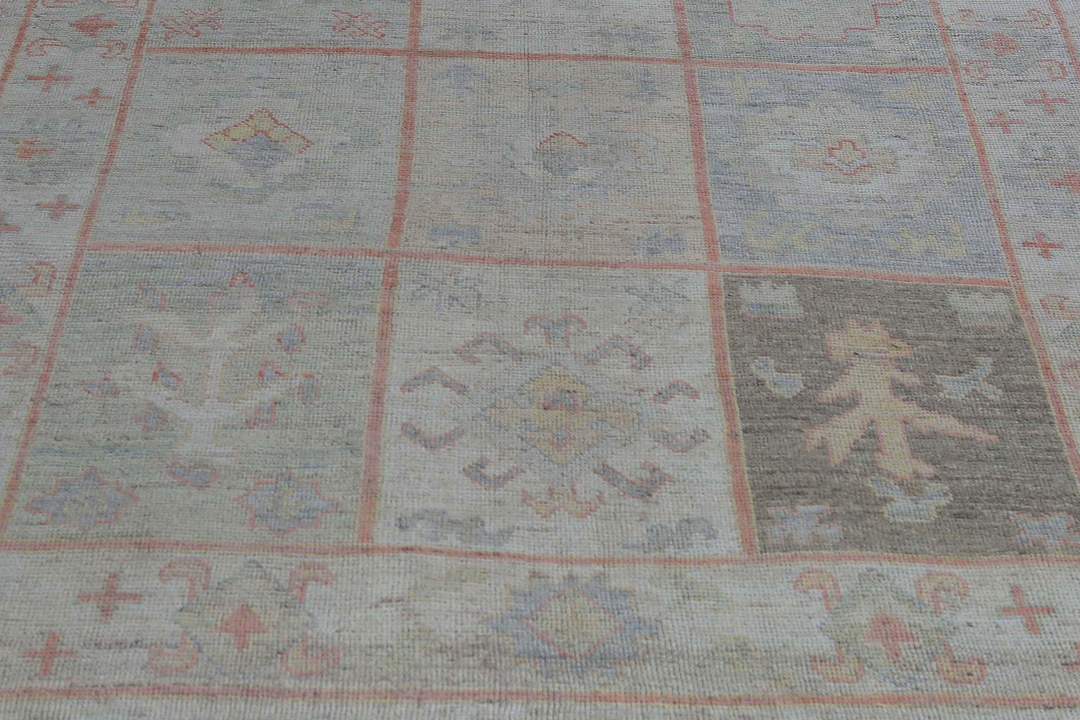Afghanistan Oushak Area Rugs Circa 1990 - Wool Ivory Design - 95439 For Sale 3