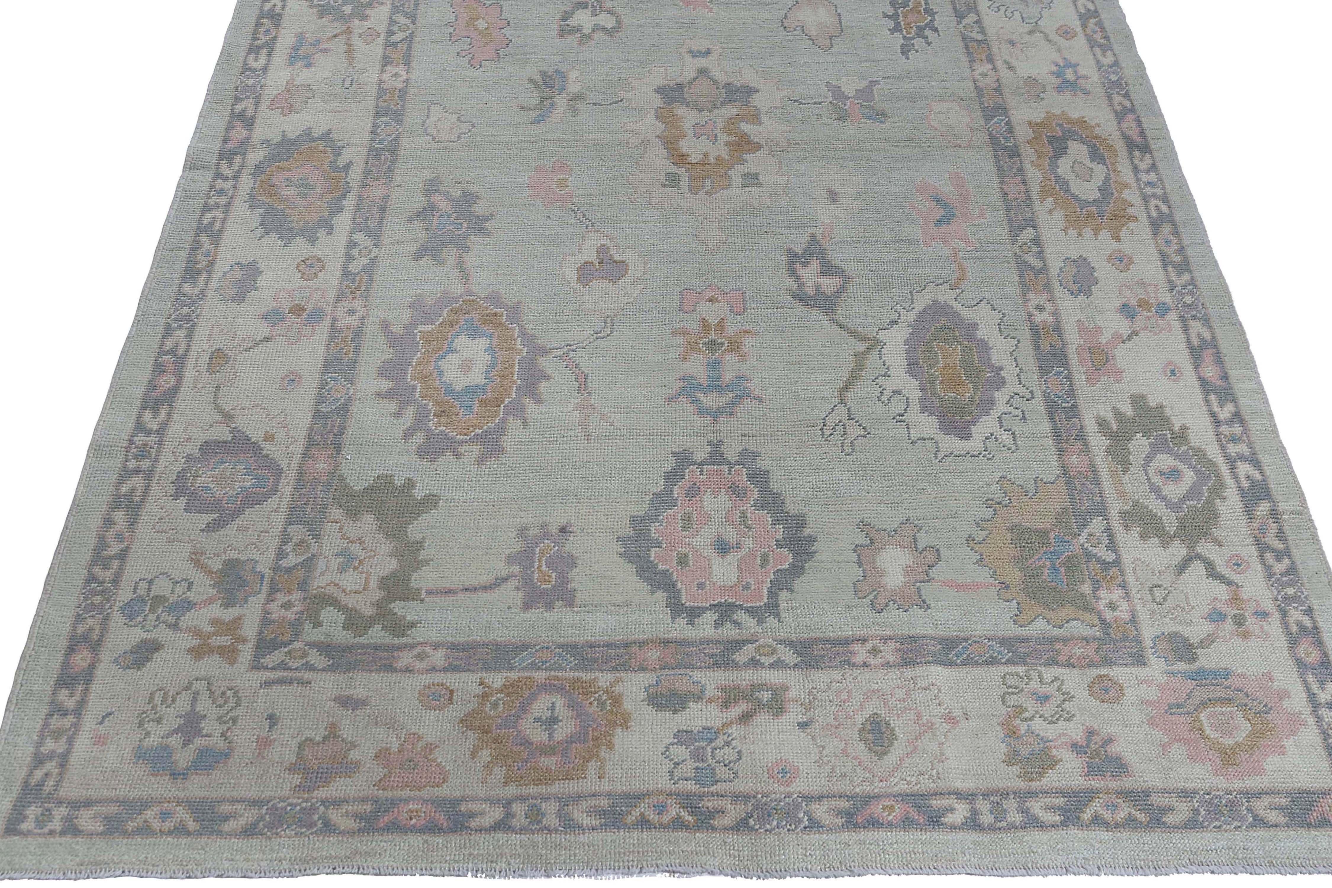 Afghanistan Oushak-Teppiche Circa 1990 - Wollblaues Design - 95440 im Angebot 1