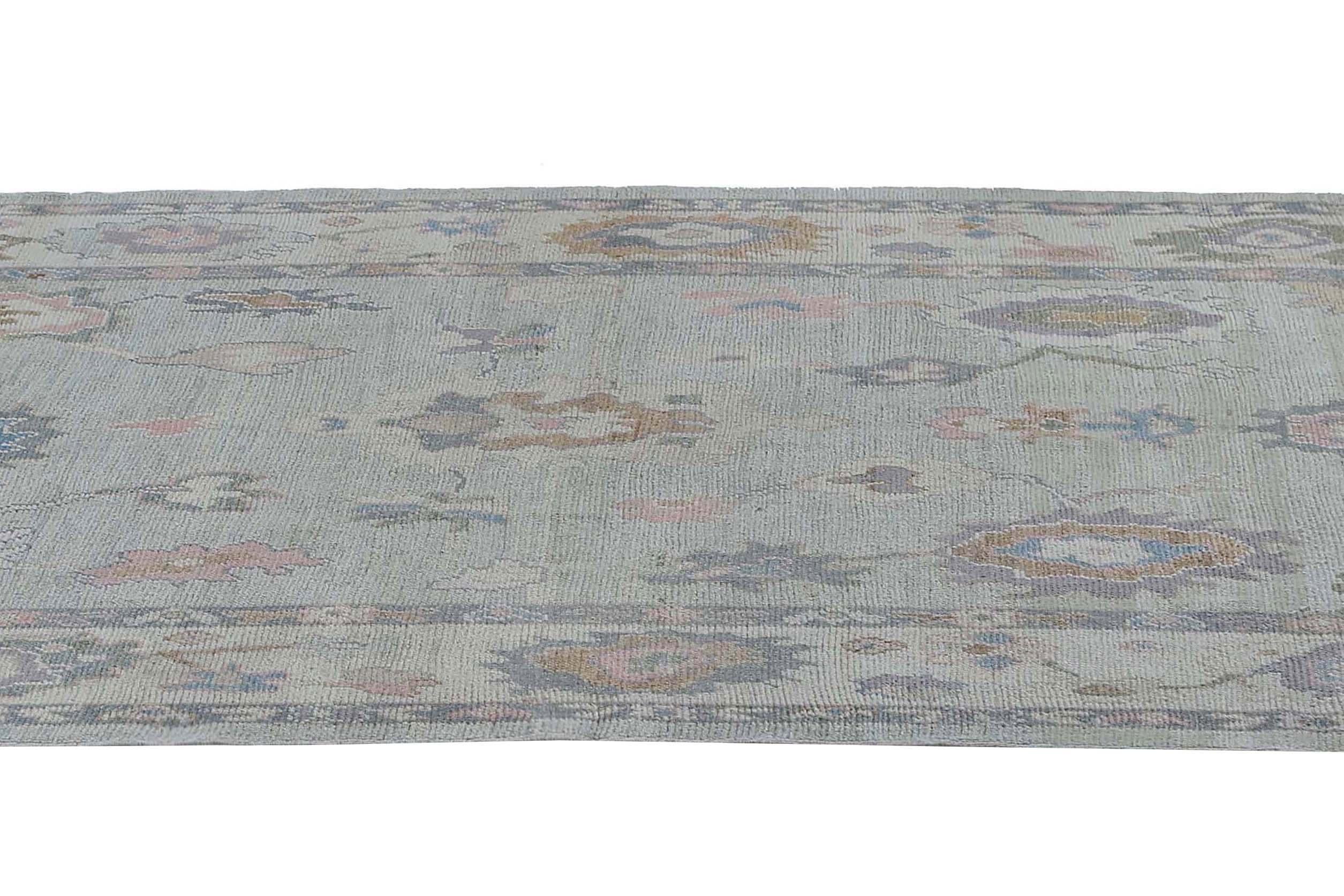 Afghanistan Oushak-Teppiche Circa 1990 - Wollblaues Design - 95440 im Angebot 2