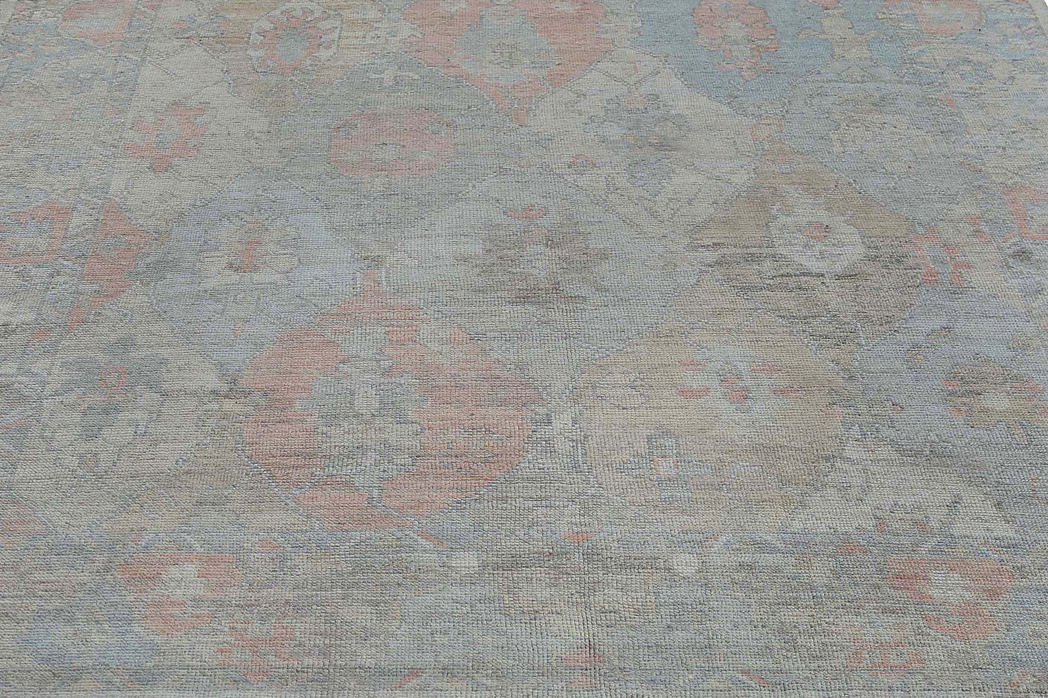 Tappeti Afghanistan Oushak Circa 1990 - Lana Blu Rosa Design - 95443 in vendita 3