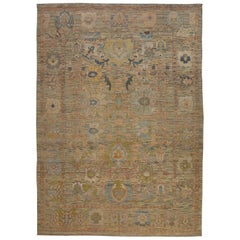 New Turkish Oushak Rug with an ‘Oasis of Flowers’ All-Over Design Pattern