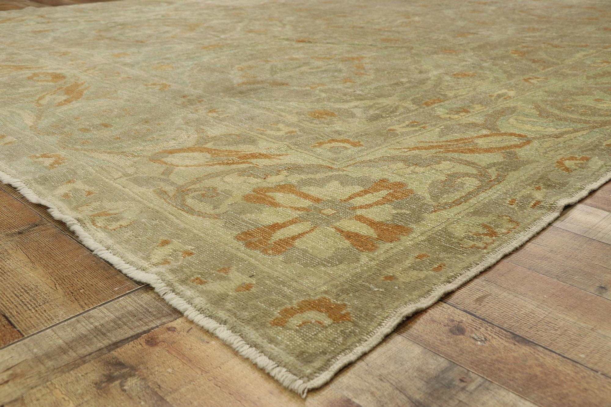 Hand-Knotted New Turkish Oushak Rug with Arts & Crafts Style Inspired by William Morris For Sale