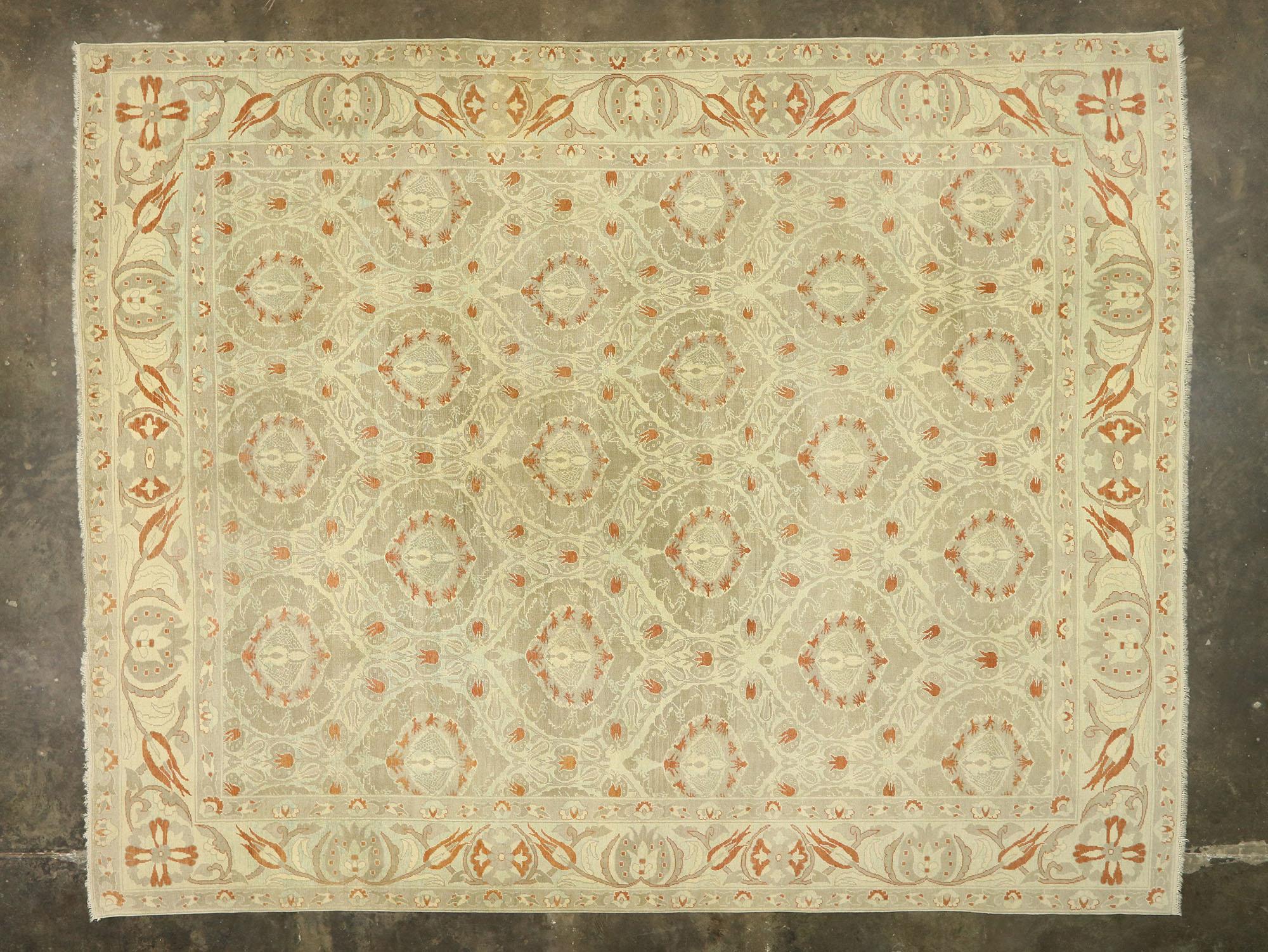 New Turkish Oushak Rug with Arts & Crafts Style Inspired by William Morris For Sale 2