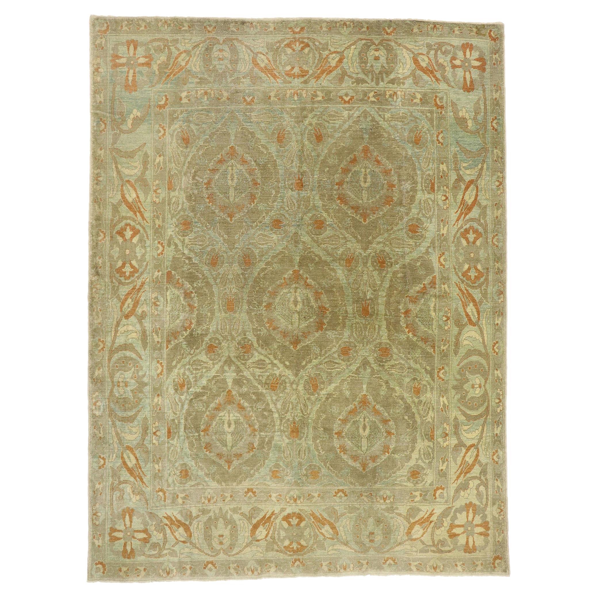 New Turkish Oushak Rug with Arts & Crafts Style Inspired by William Morris For Sale