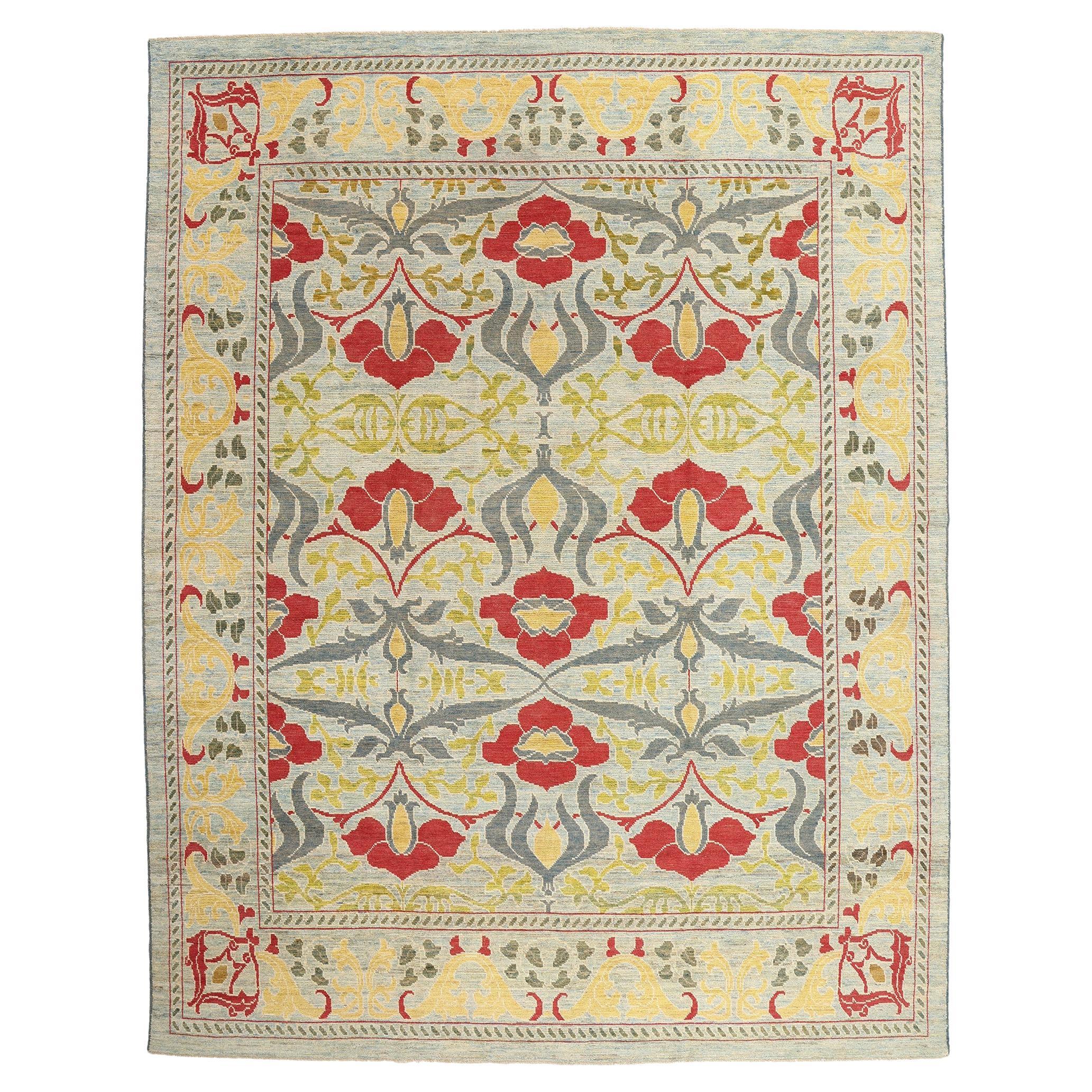 New Contemporary Turkish Oushak Rug, 11'07 x 14'10 For Sale