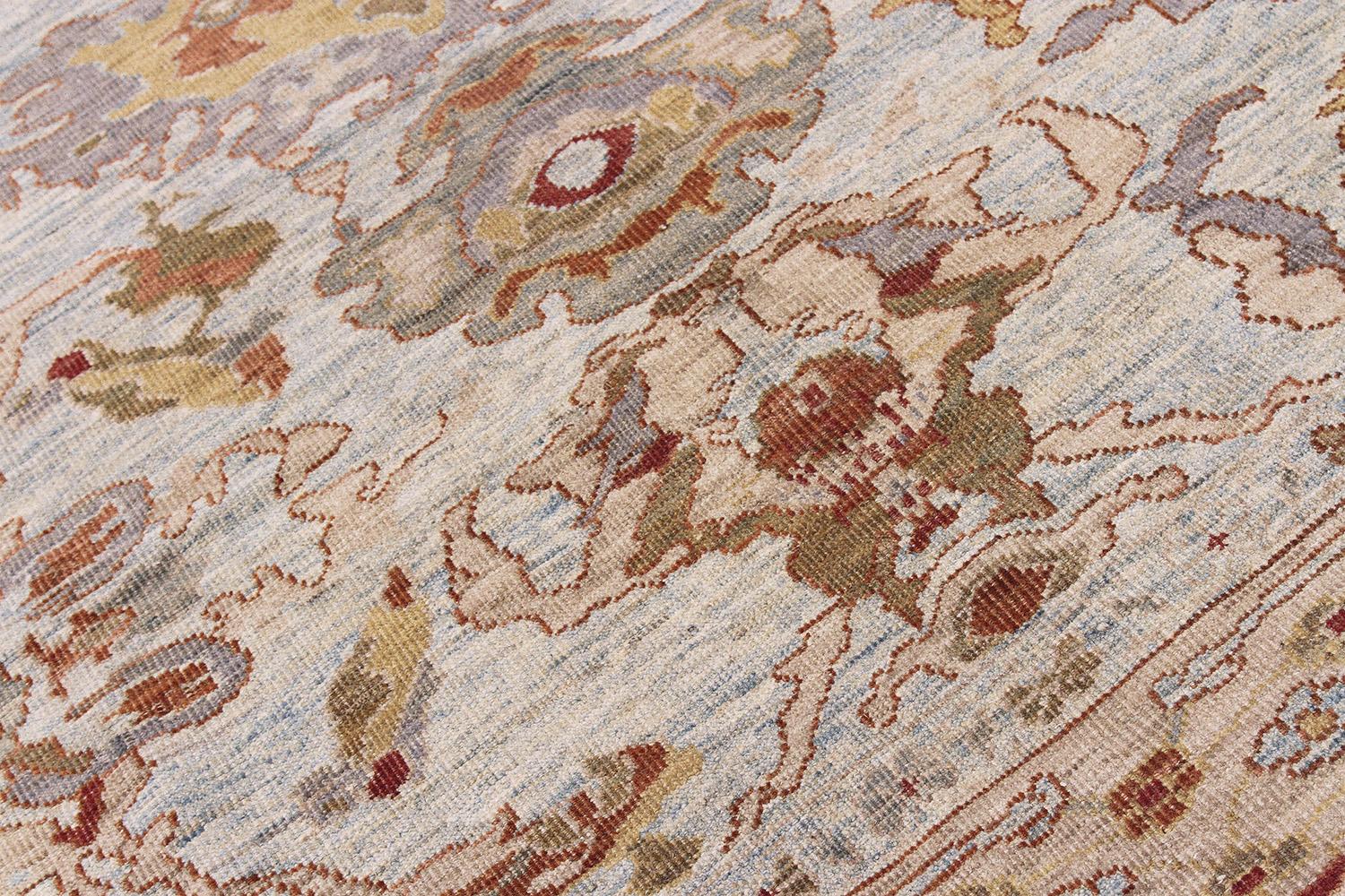 Neuer türkischer Oushak-Teppich mit botanischen Mustern in Brown und Beige (Türkisch) im Angebot
