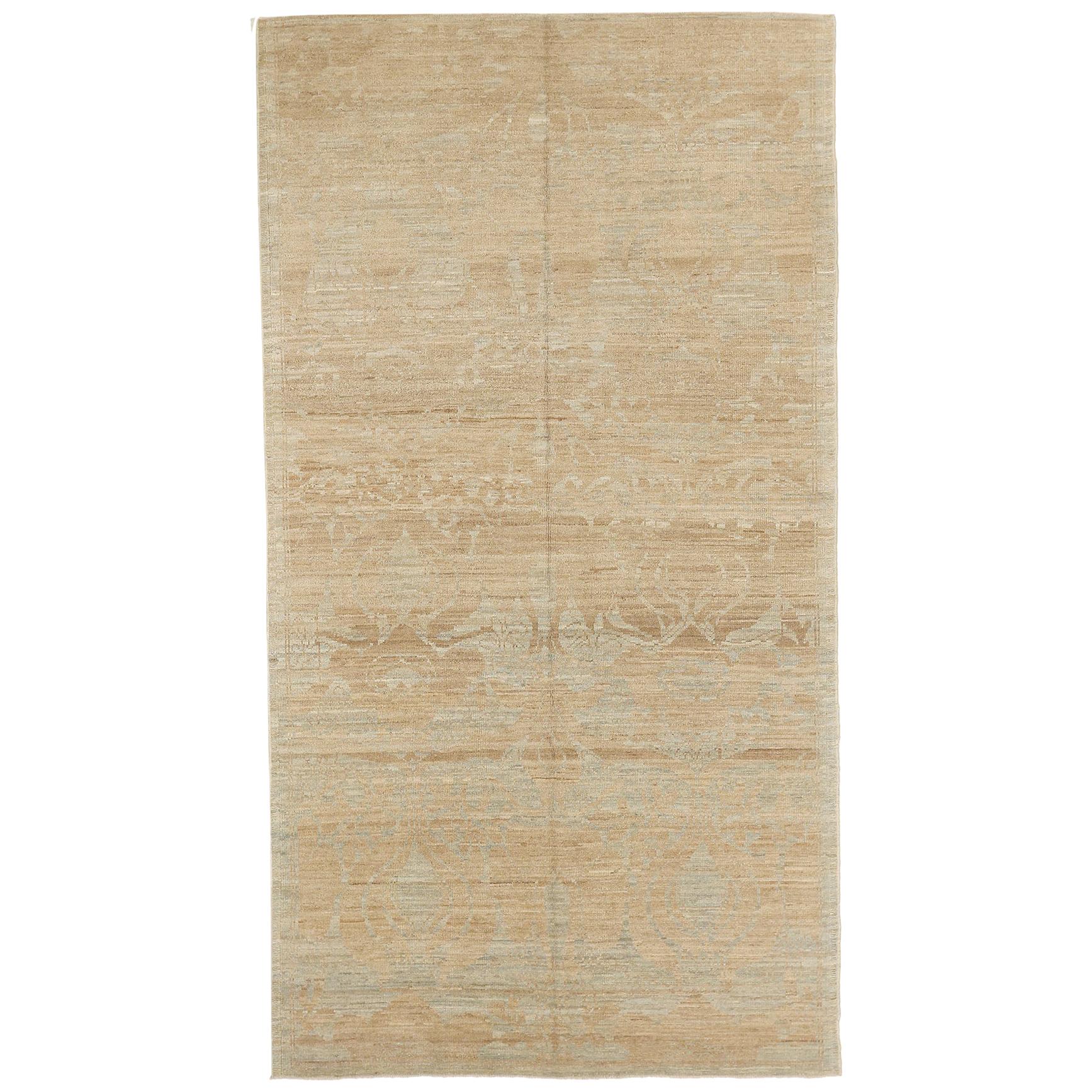 New Turkish Oushak Rug with Brown & Gray Floral Field For Sale