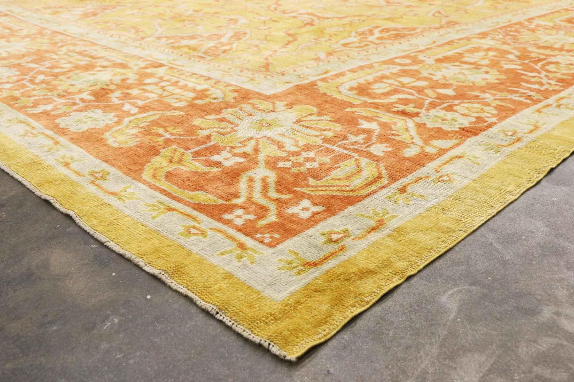Laine Nouveau tapis turc Oushak avec style toscan italien contemporain en vente