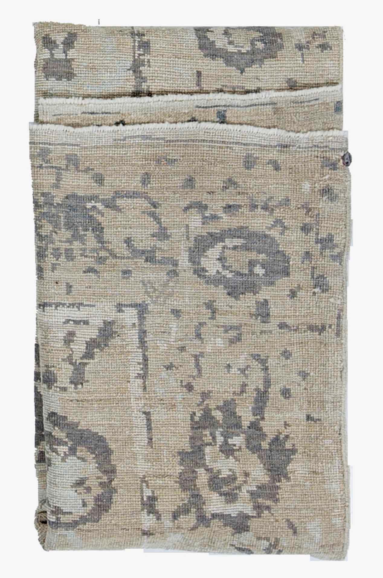 New Turkish Oushak Rug with Gray and White Floral Patterns on Beige Field In New Condition For Sale In Dallas, TX