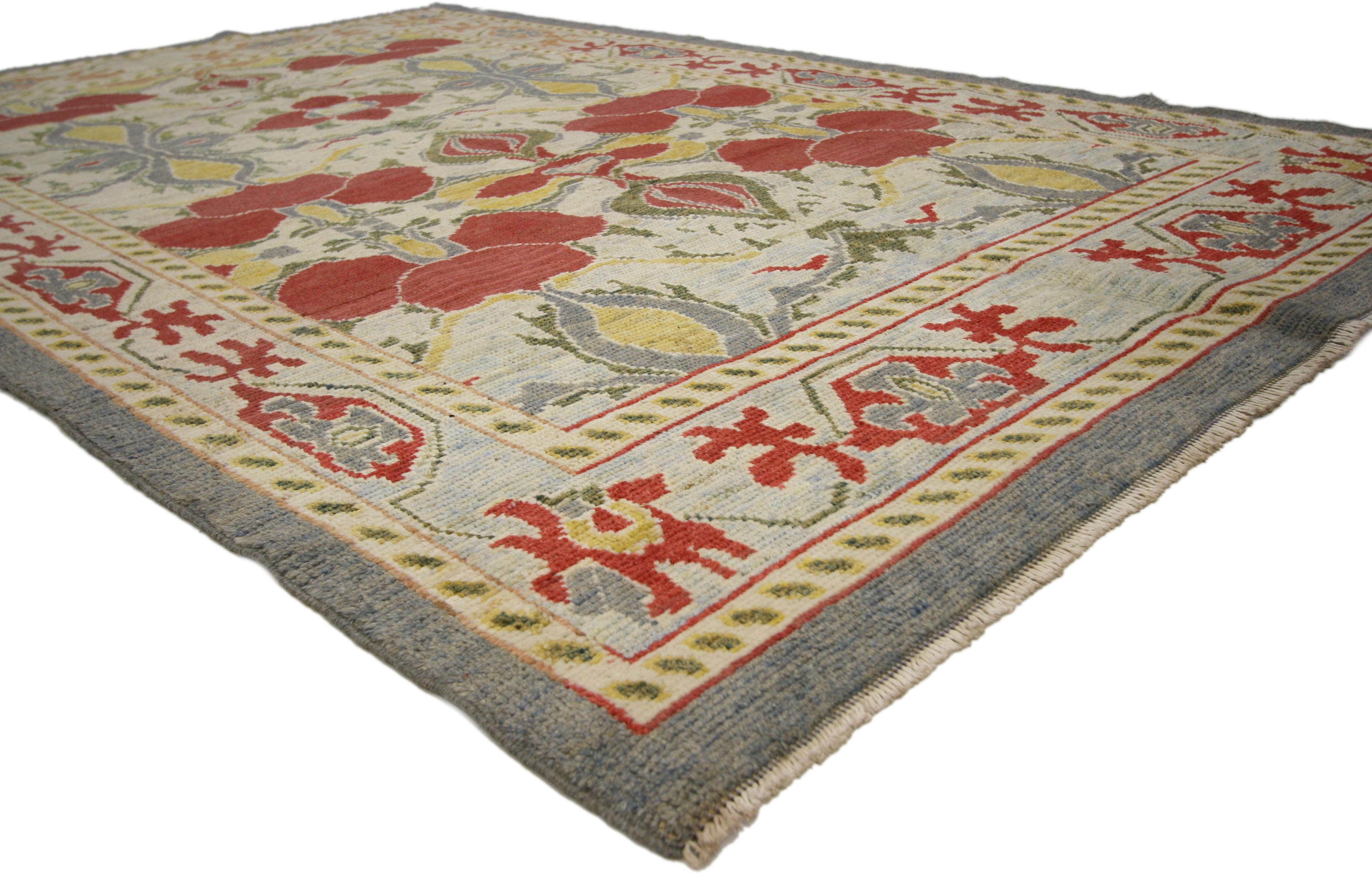 New Turkish Oushak Rug with Arts & Crafts Style Inspired by William Morris  In New Condition In Dallas, TX
