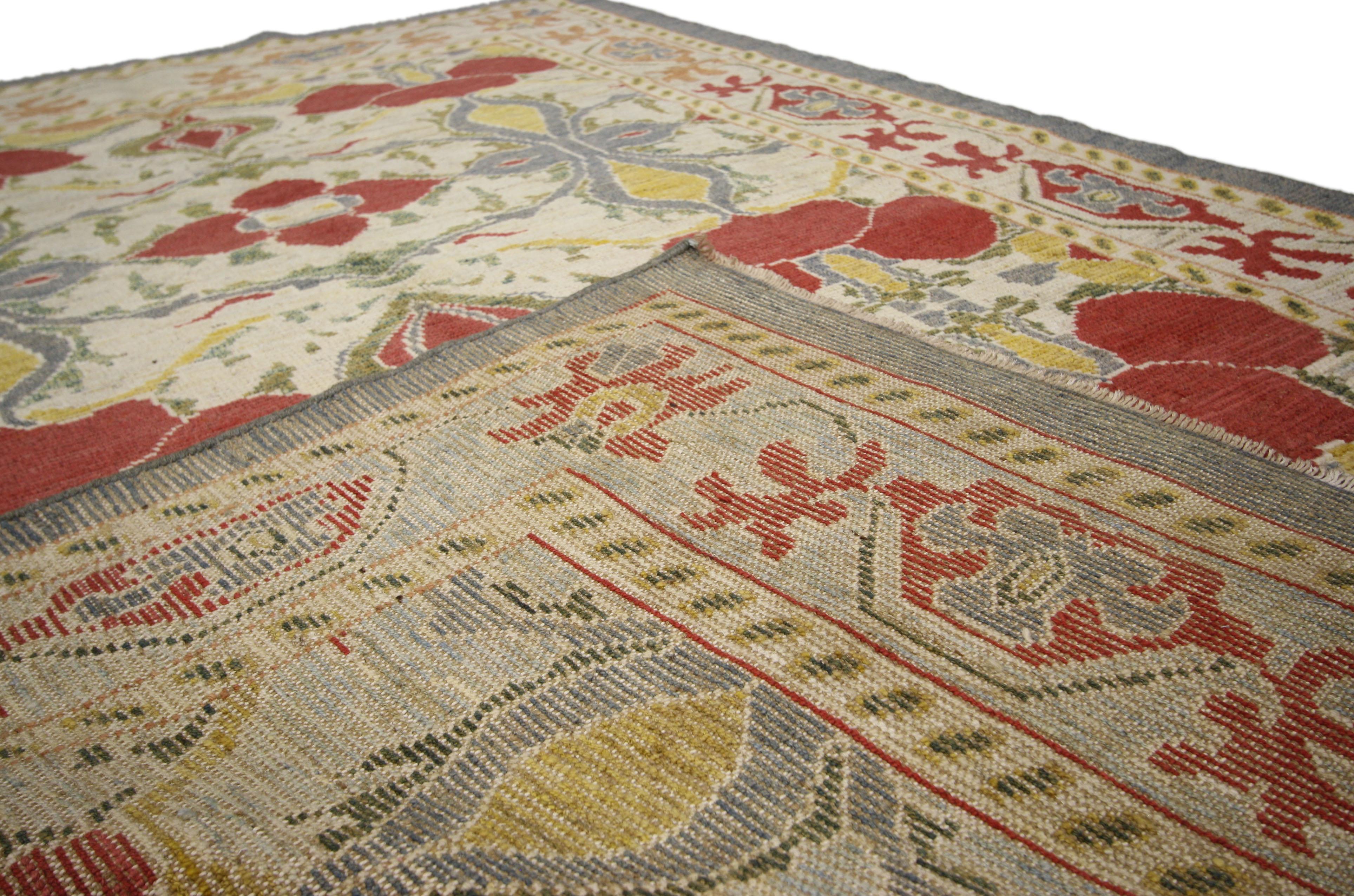 Contemporary New Turkish Oushak Rug with Arts & Crafts Style Inspired by William Morris 