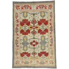New Turkish Oushak Rug with Arts & Crafts Style Inspired by William Morris 