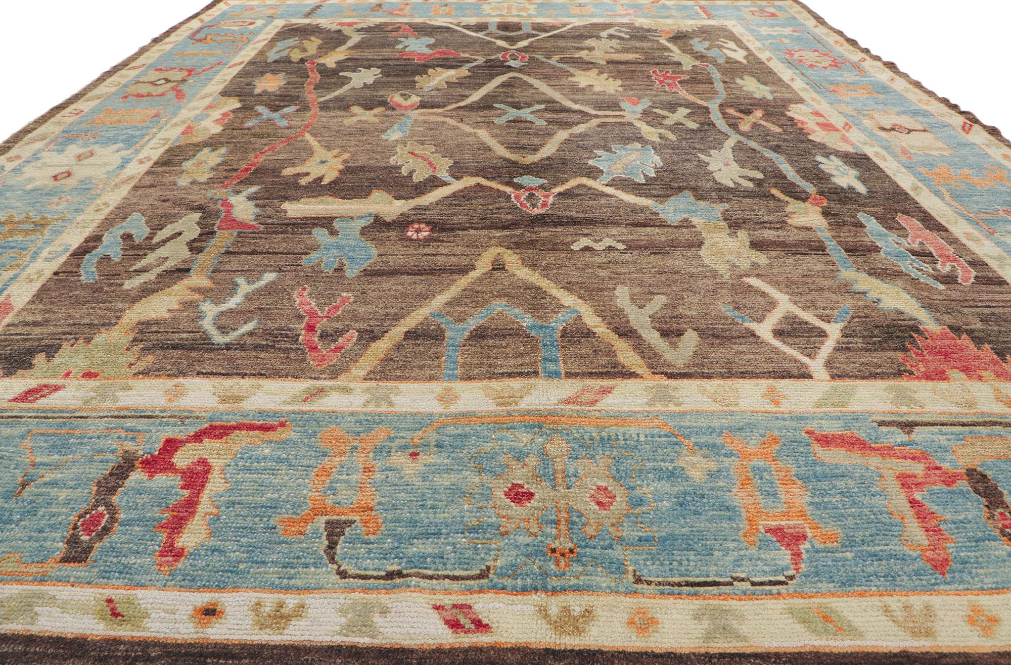 New Turkish Oushak Rug with Modern Style In New Condition For Sale In Dallas, TX