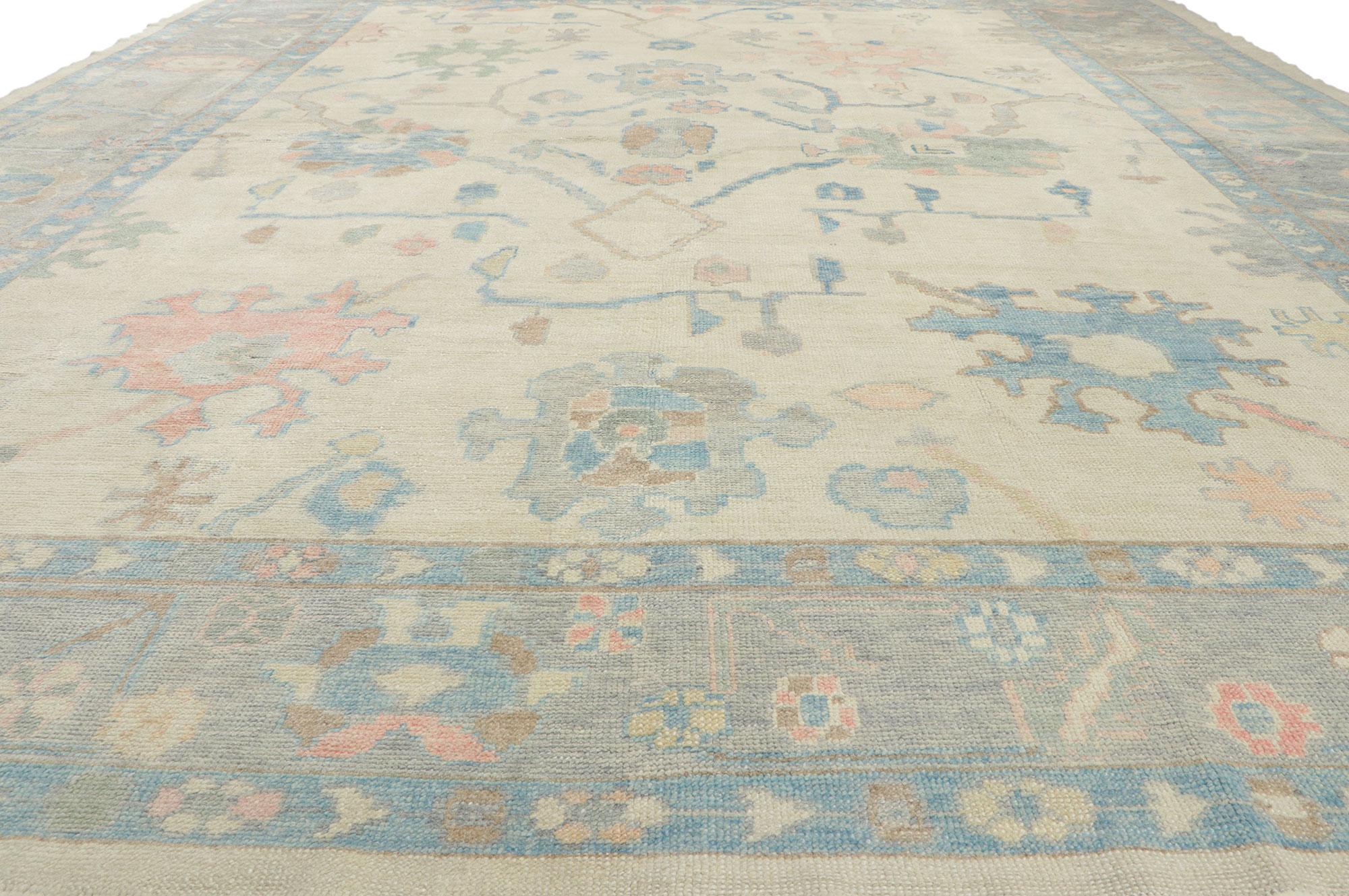 Colorful Oushak Turkish Rug, Modern Regencycore Meets Bridgerton Style In New Condition For Sale In Dallas, TX