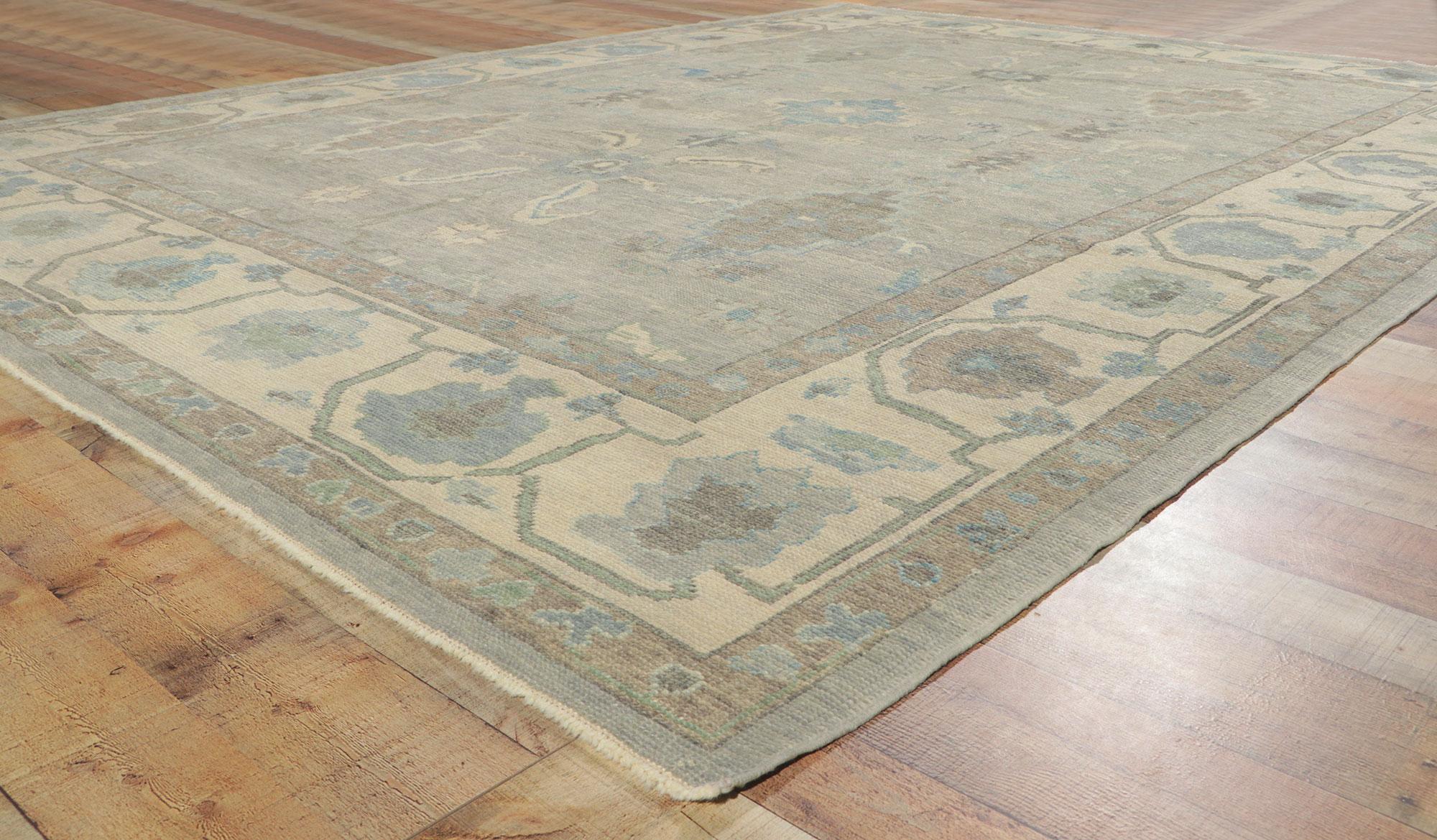 Wool New Turkish Oushak Rug with Modern Style For Sale