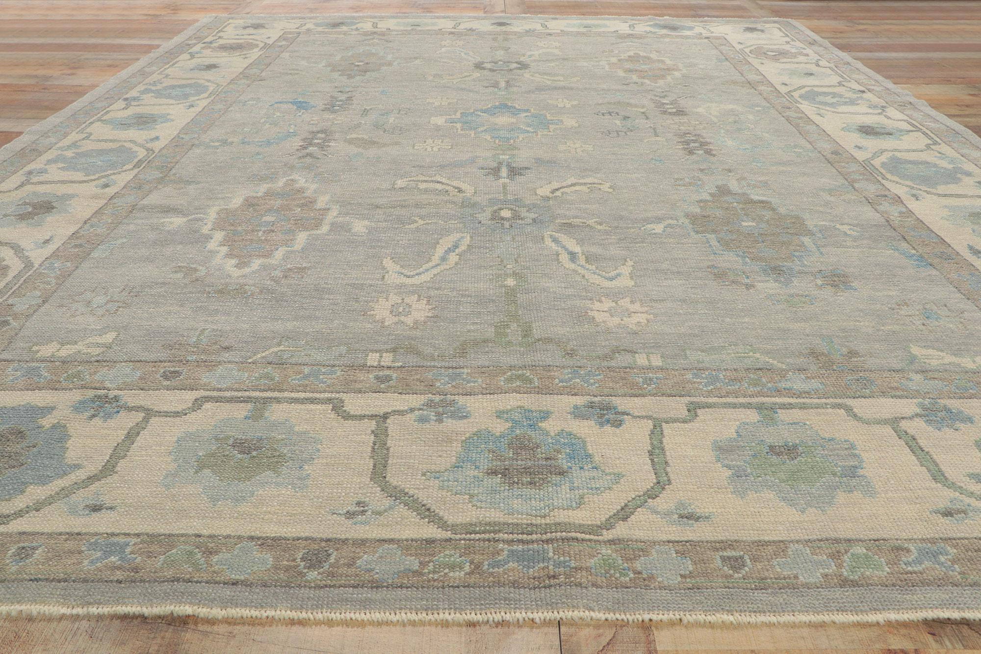 New Turkish Oushak Rug with Modern Style For Sale 1