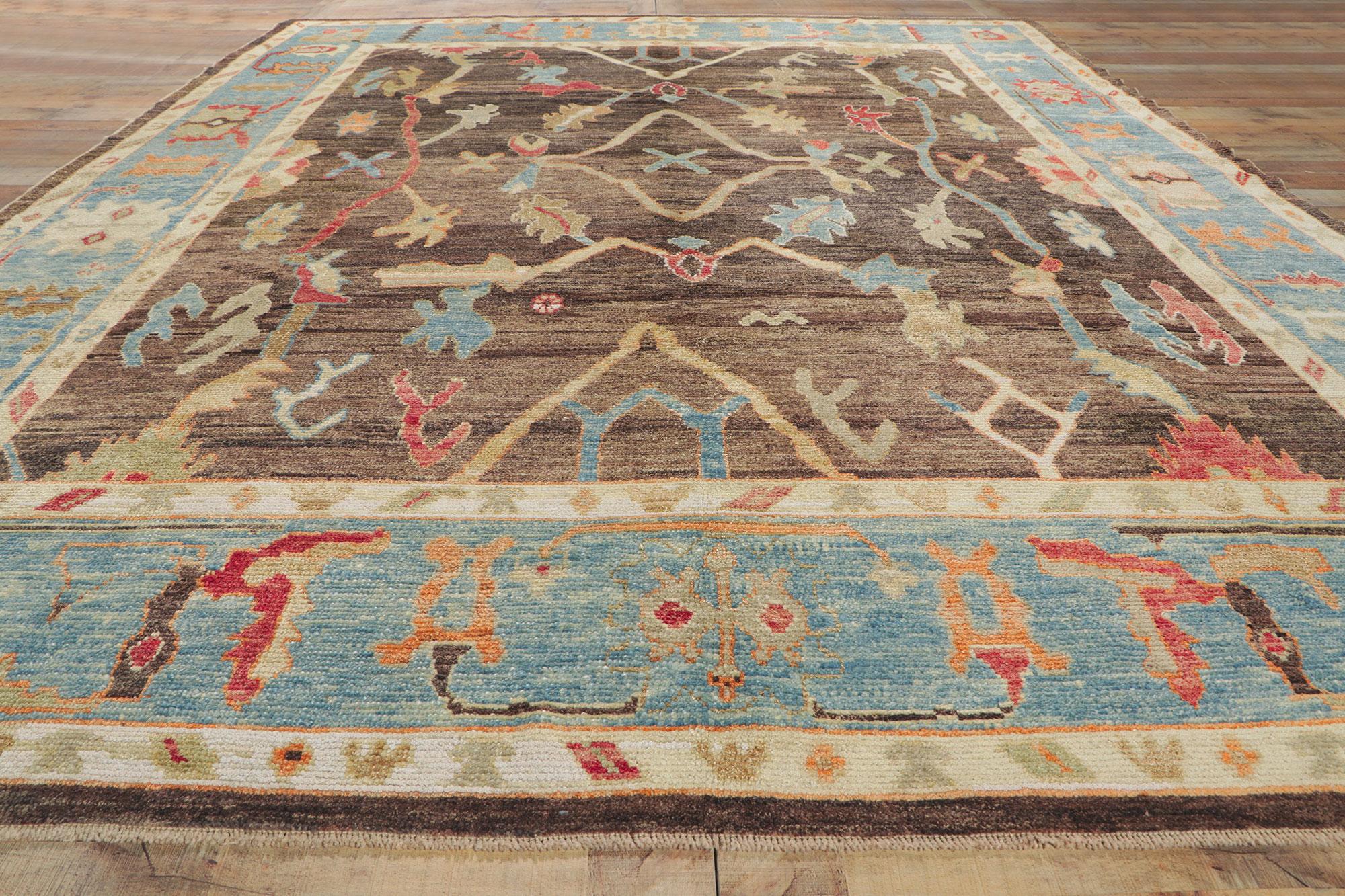 New Turkish Oushak Rug with Modern Style For Sale 1