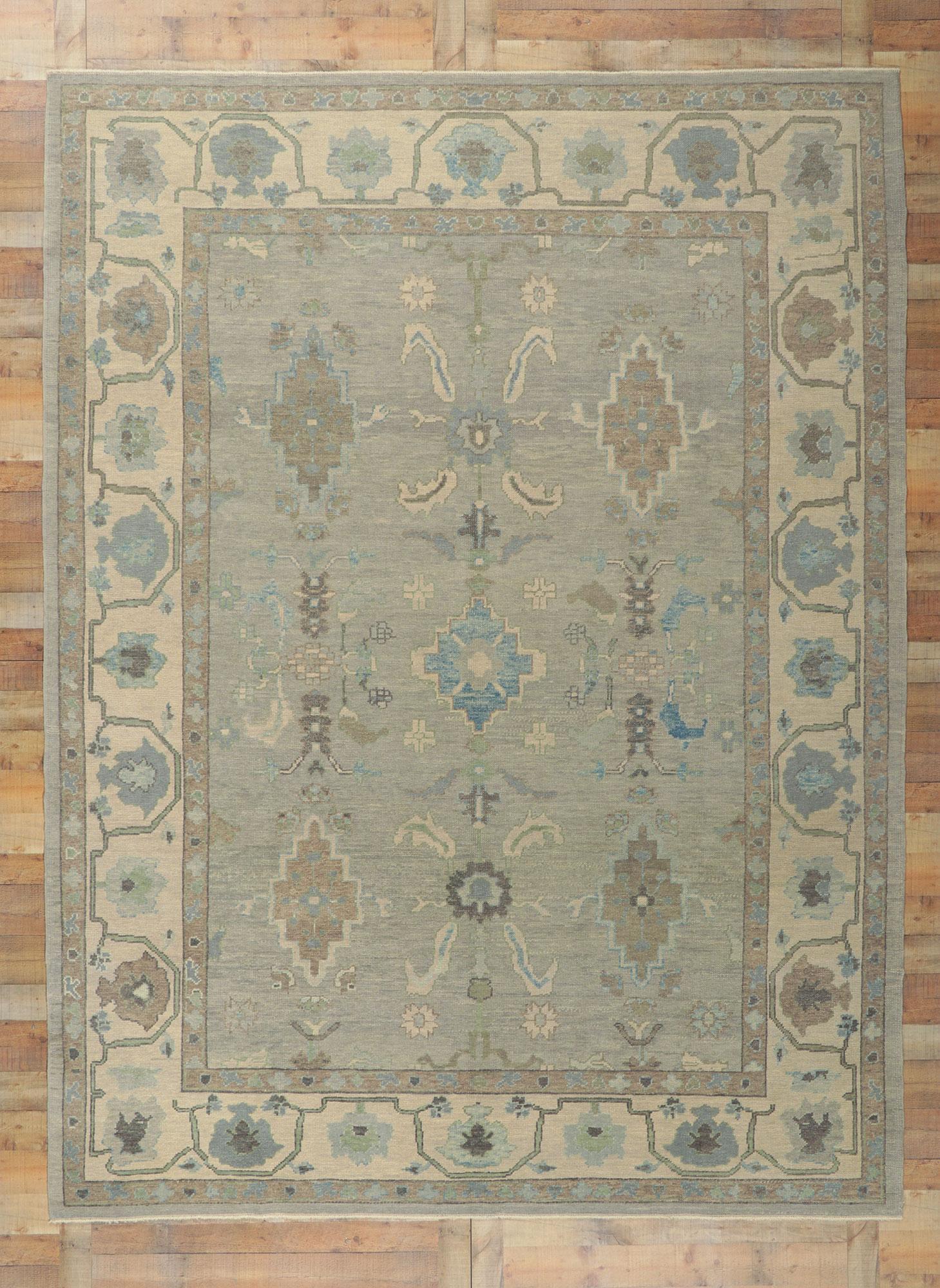 New Turkish Oushak Rug with Modern Style For Sale 2