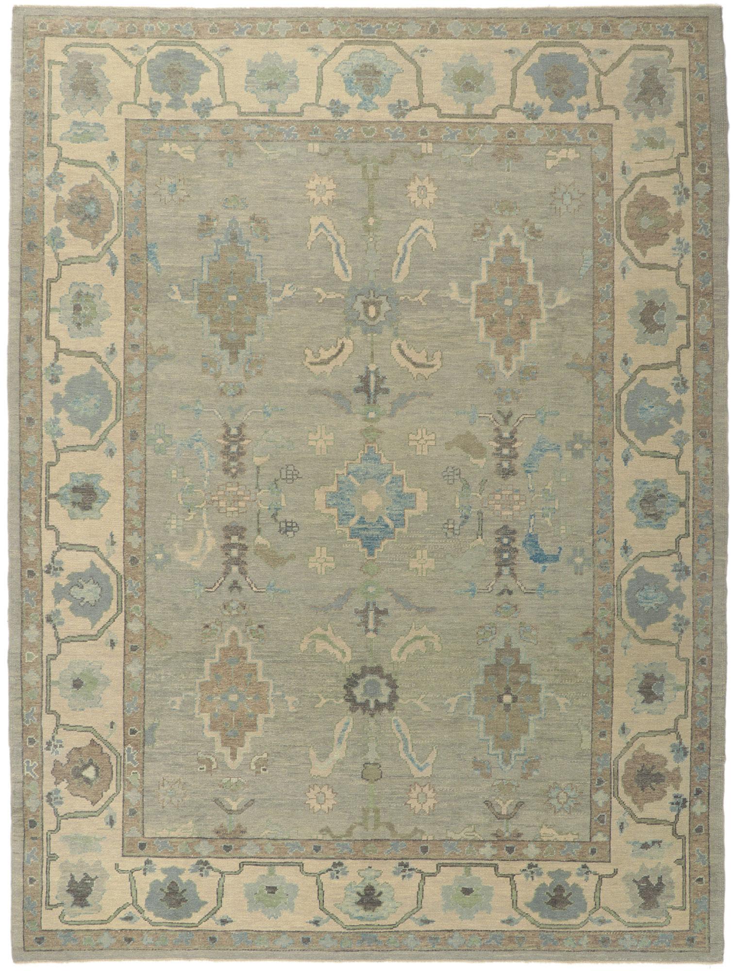 New Turkish Oushak Rug with Modern Style For Sale 3