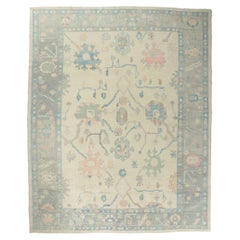 Colorful Oushak Turkish Rug, Modern Regencycore Meets Bridgerton Style