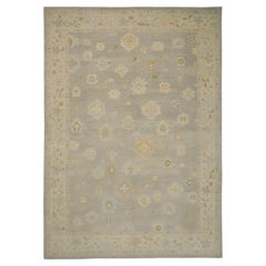 Contemporary Grey Turkish Oushak Rug