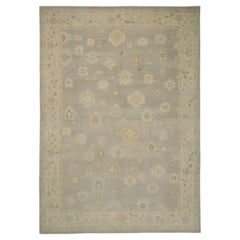 Contemporary Grey Turkish Oushak Rug 