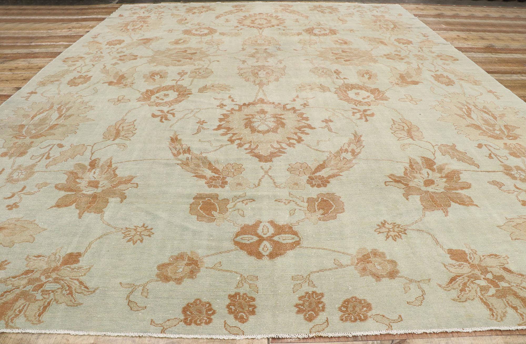 New Vintage-Inspired Turkish Oushak Rug For Sale 1