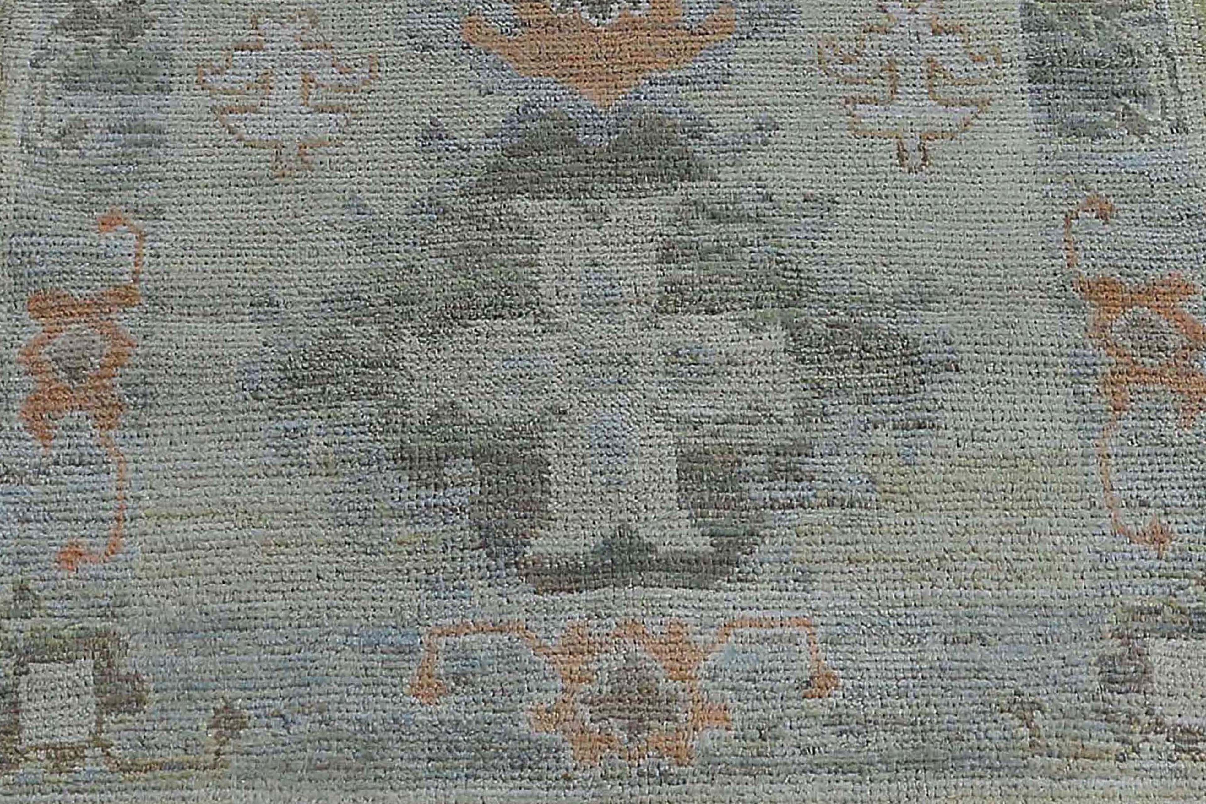 Alfombra de Afganistán Oushak Circa 1990 - Lana Marfil Azul Claro Naranja - 95500 en venta 4