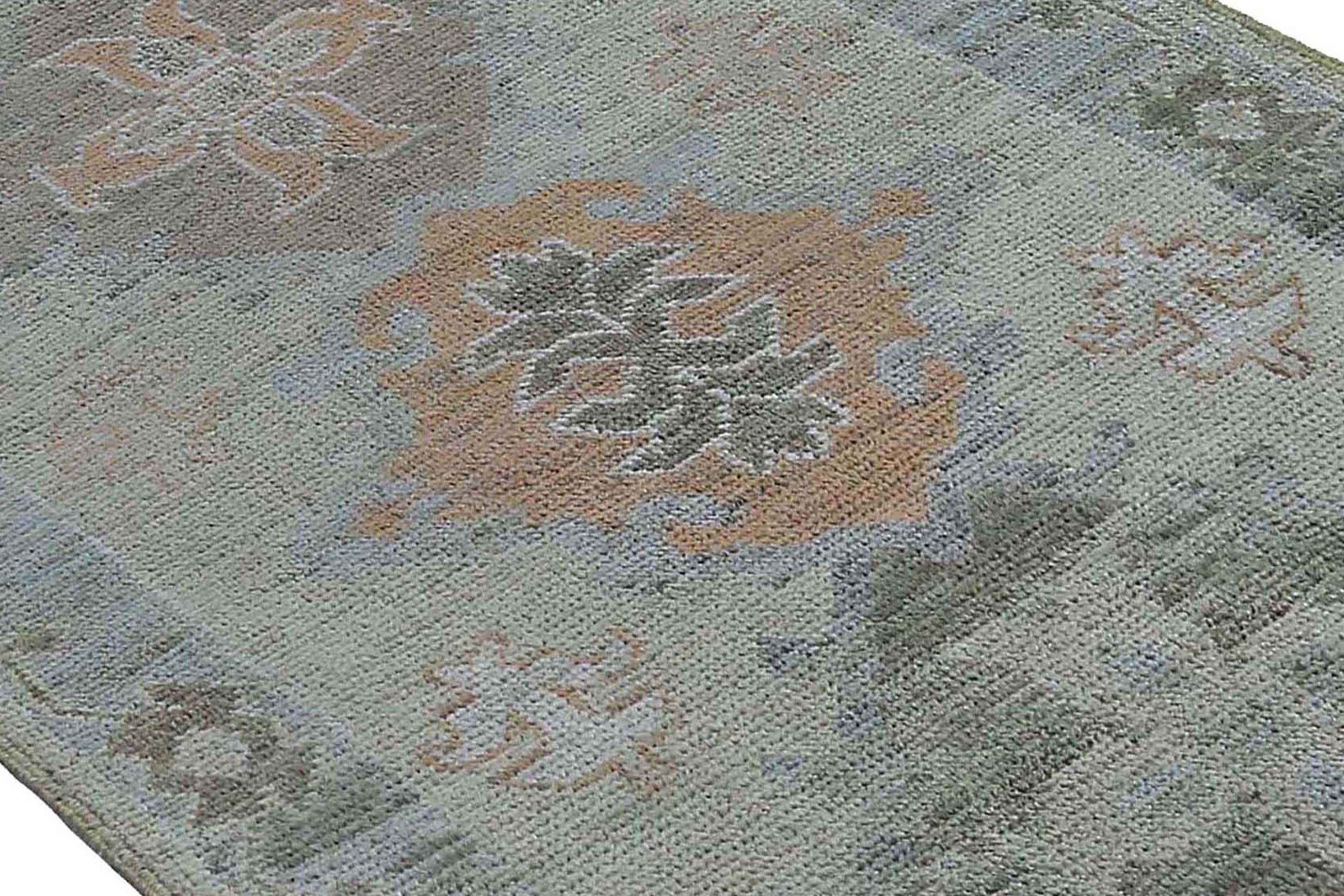Alfombra de Afganistán Oushak Circa 1990 - Lana Marfil Azul Claro Naranja - 95500 en venta 6