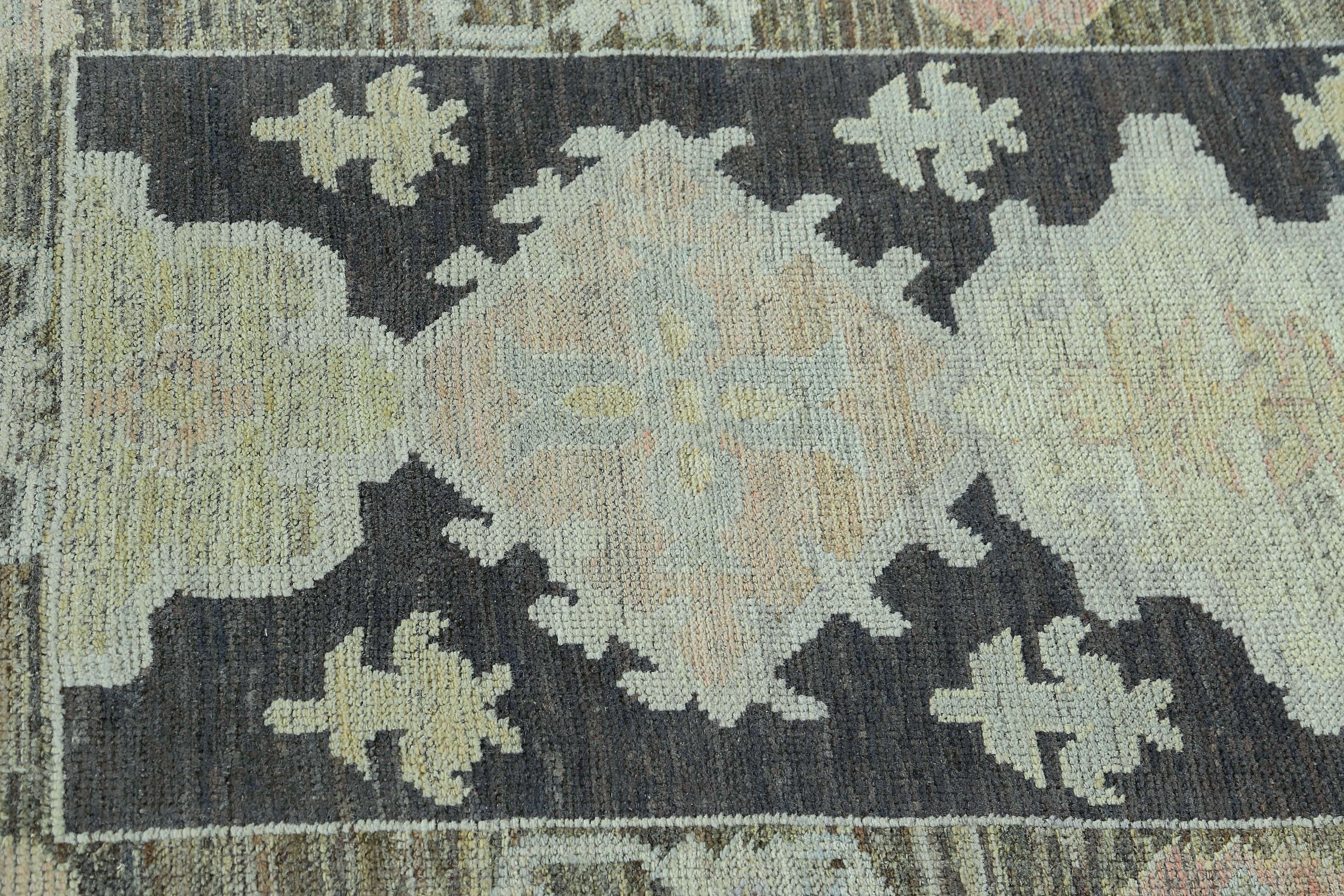 Afghanistan Oushak Läufer Teppich CIRCA 1990 - Wolle Braun Grün Design - 95467 (Afghanisch) im Angebot