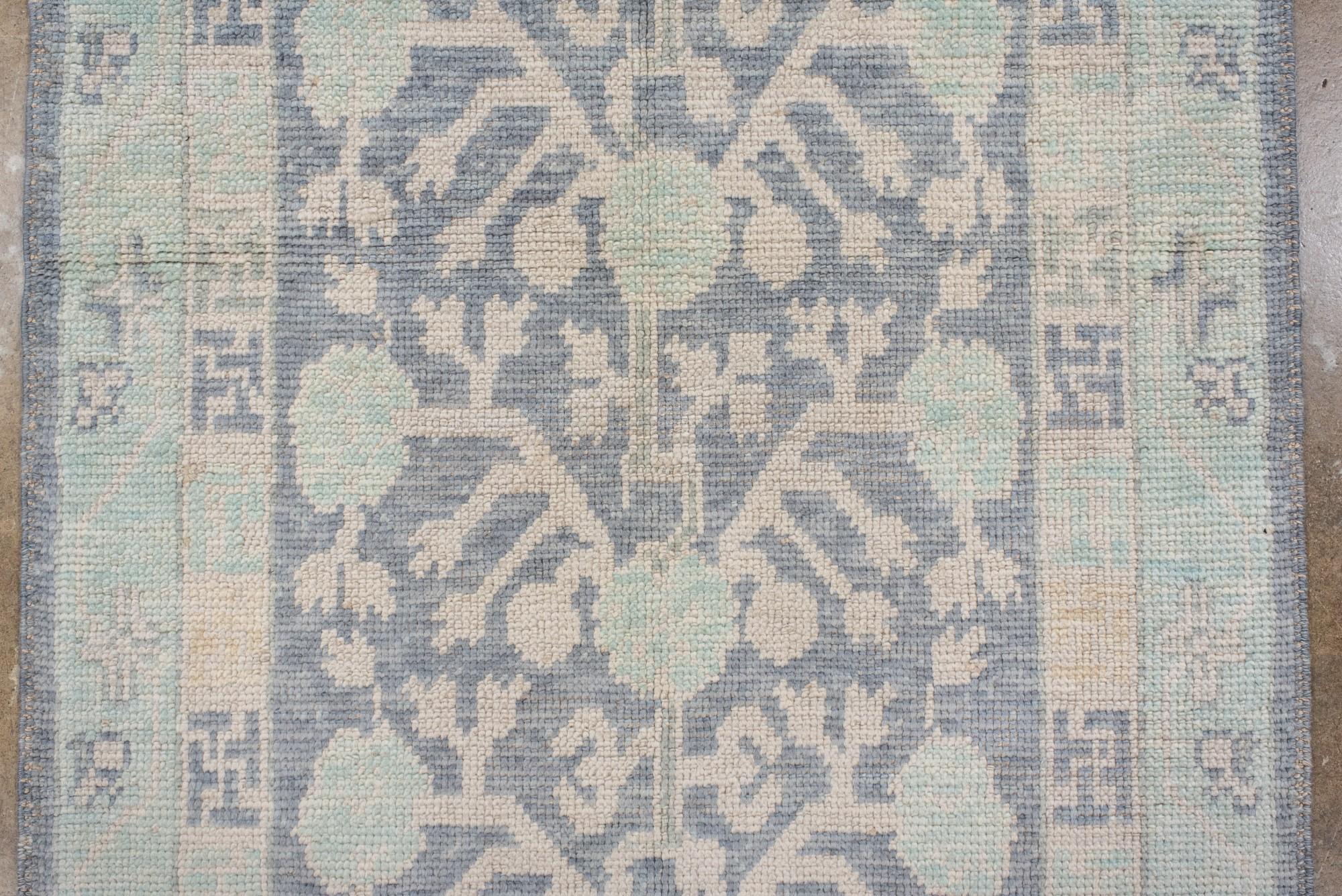 Contemporary New Turkish Oushak Runner with a Khotan Design For Sale