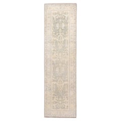 New Turkish Oushak Runner with Grey Field