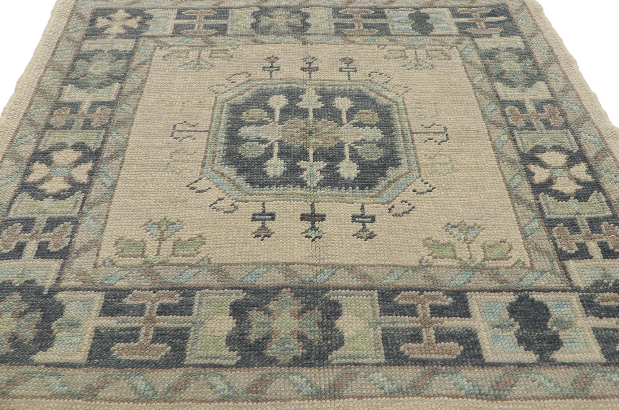 New Turkish Oushak Square Accent Rug with Modern Style In New Condition For Sale In Dallas, TX