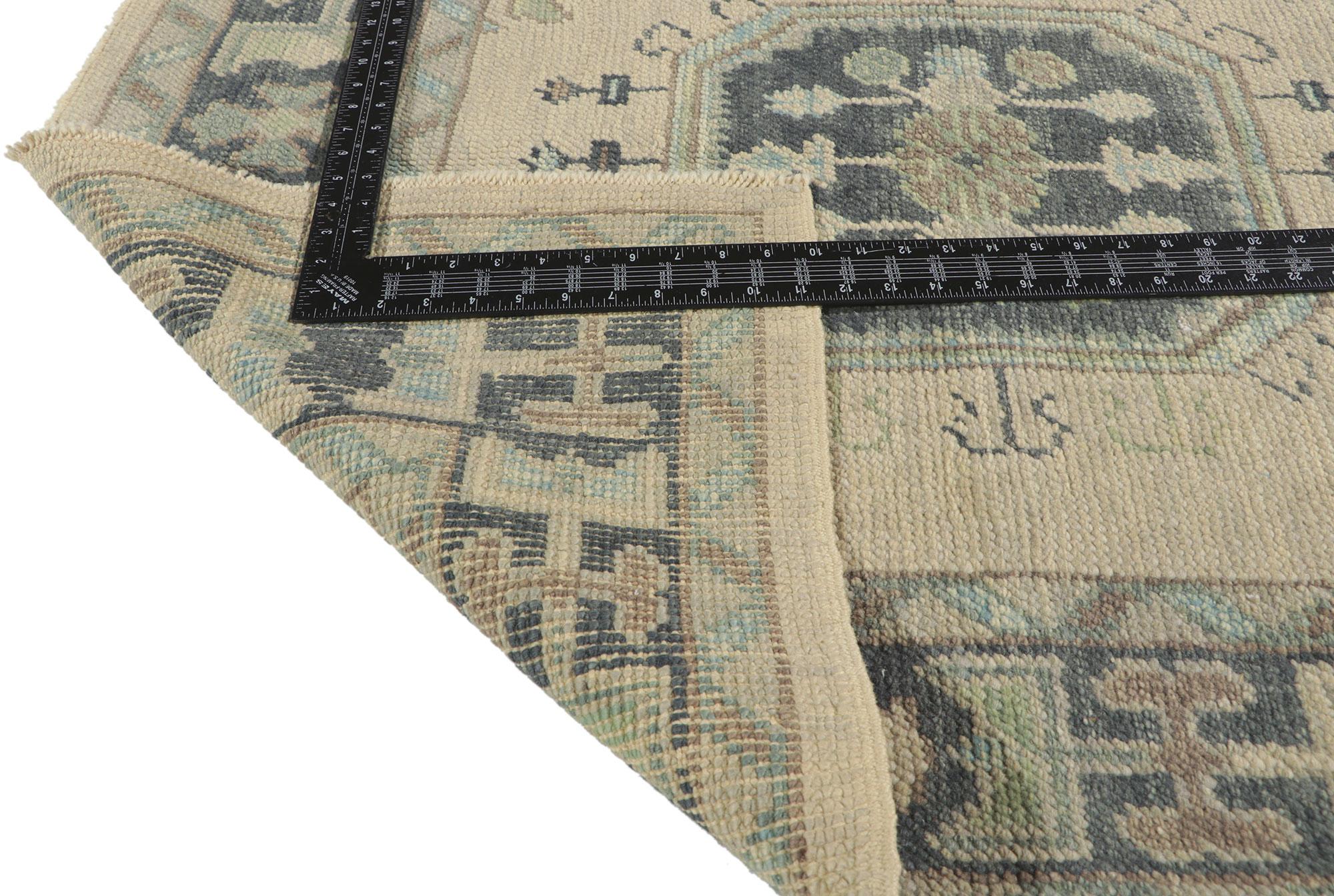 Contemporary New Turkish Oushak Square Accent Rug with Modern Style For Sale