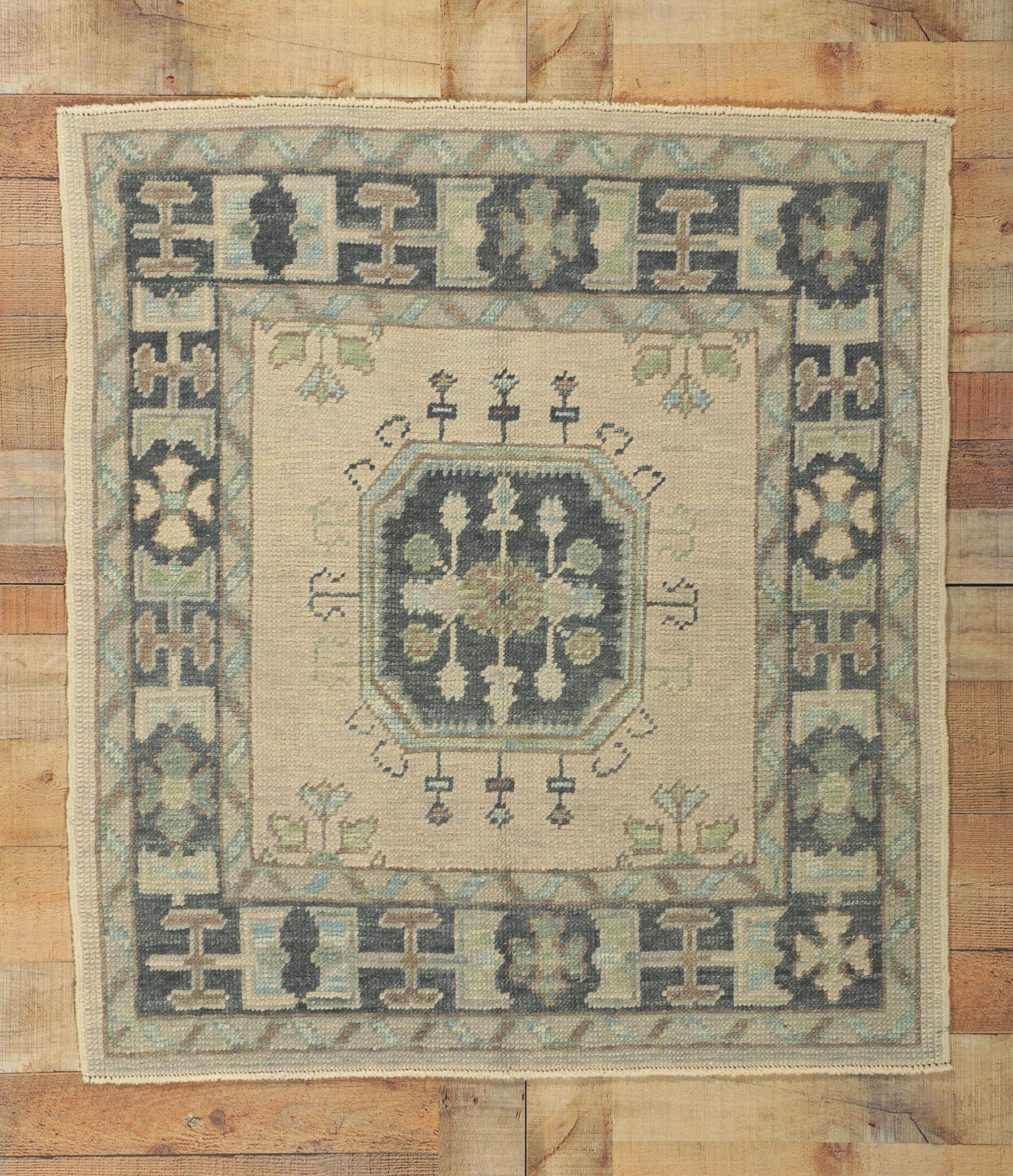 New Turkish Oushak Square Accent Rug with Modern Style For Sale 2