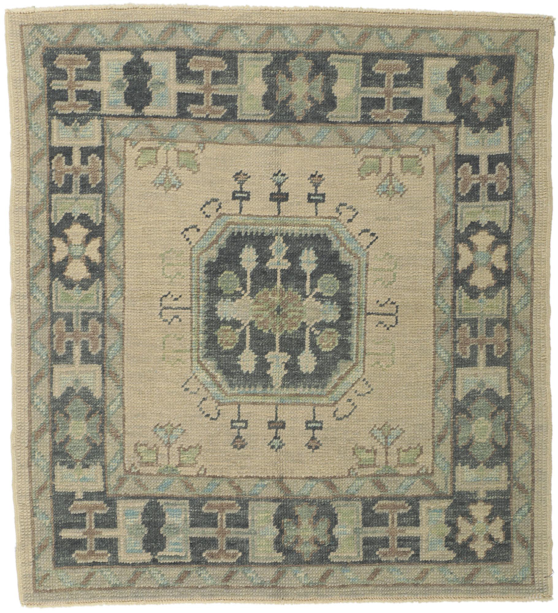 New Turkish Oushak Square Accent Rug with Modern Style For Sale 3