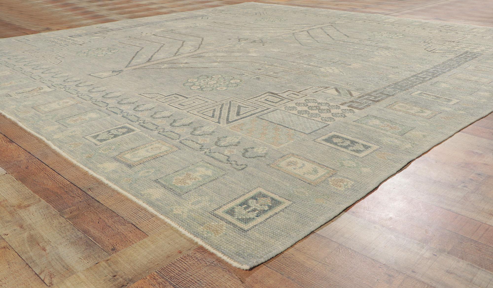 Wool New Turkish Oushak Square Rug with Modern Style For Sale