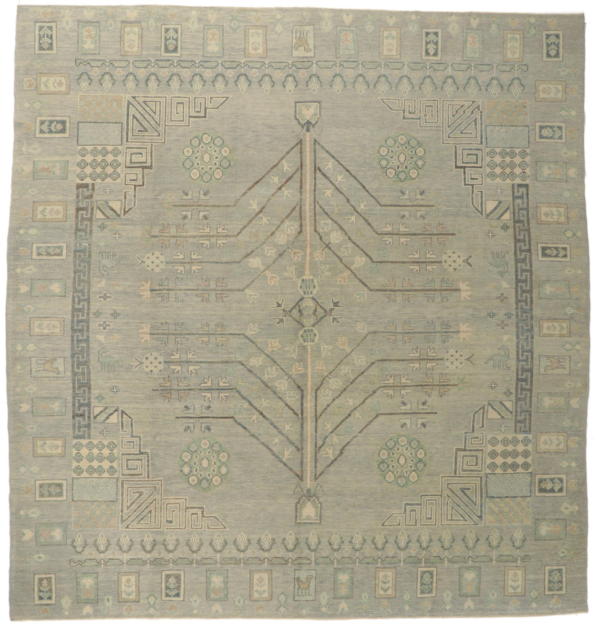 New Turkish Oushak Square Rug with Modern Style For Sale 3