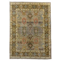 New Turkish Oushak with Abrashed Field Rosette Design