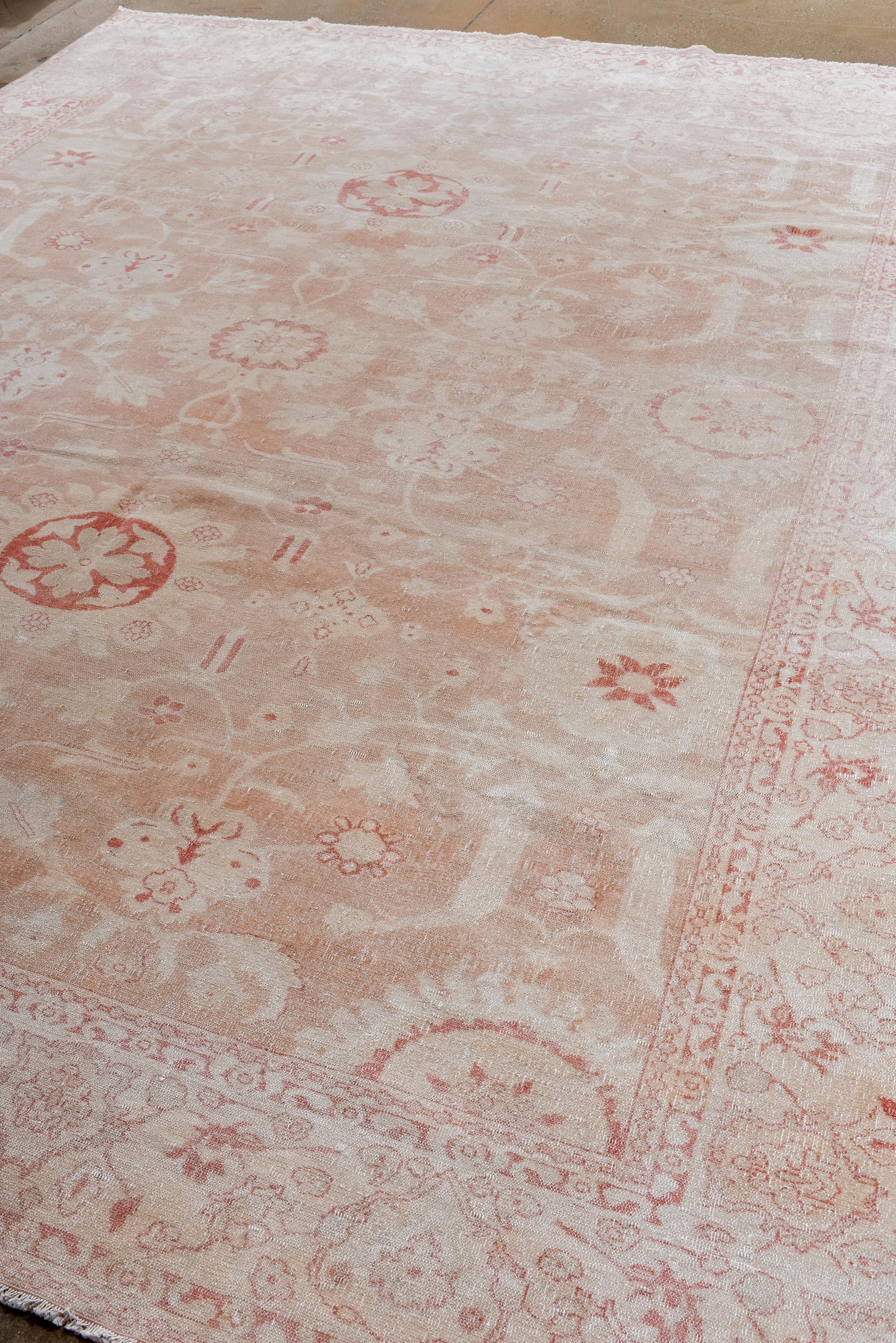 Hand-Knotted New Turkish Oushak with Rosette Patterns